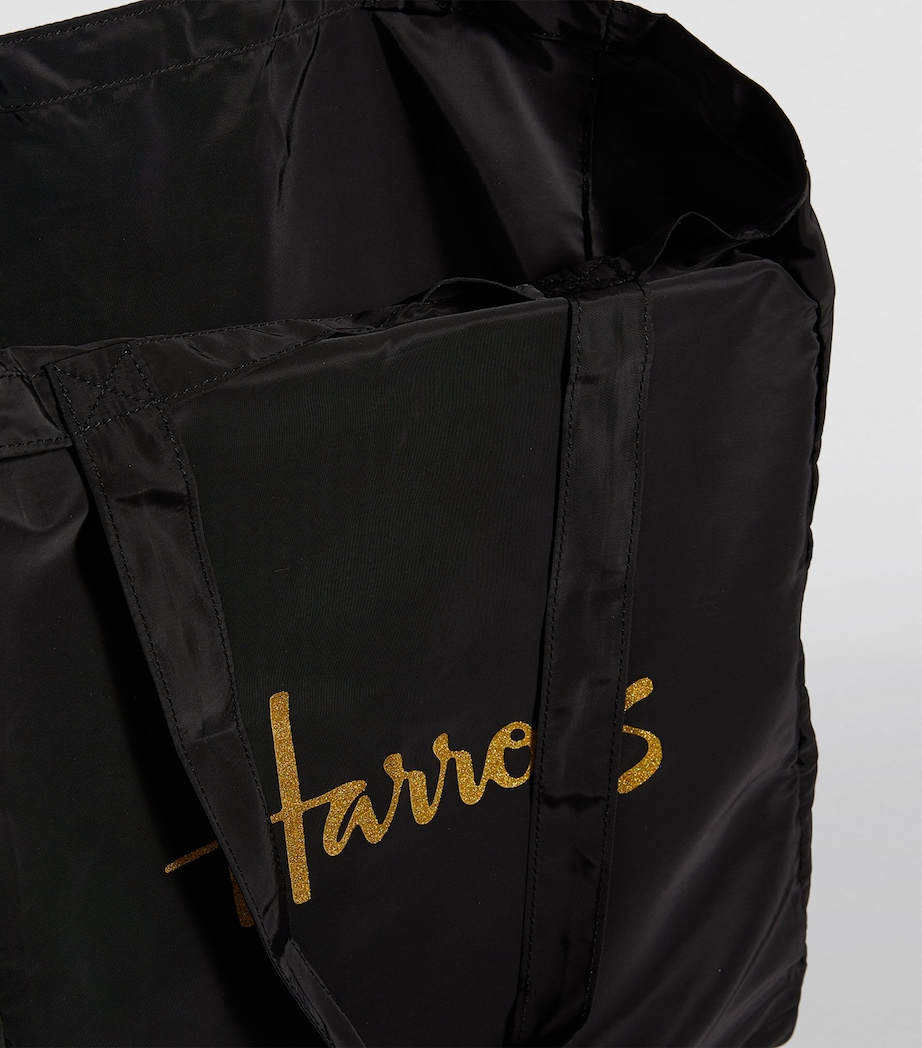 Harrods Recycled Logo Pocket Shopper Bag Black Image 5
