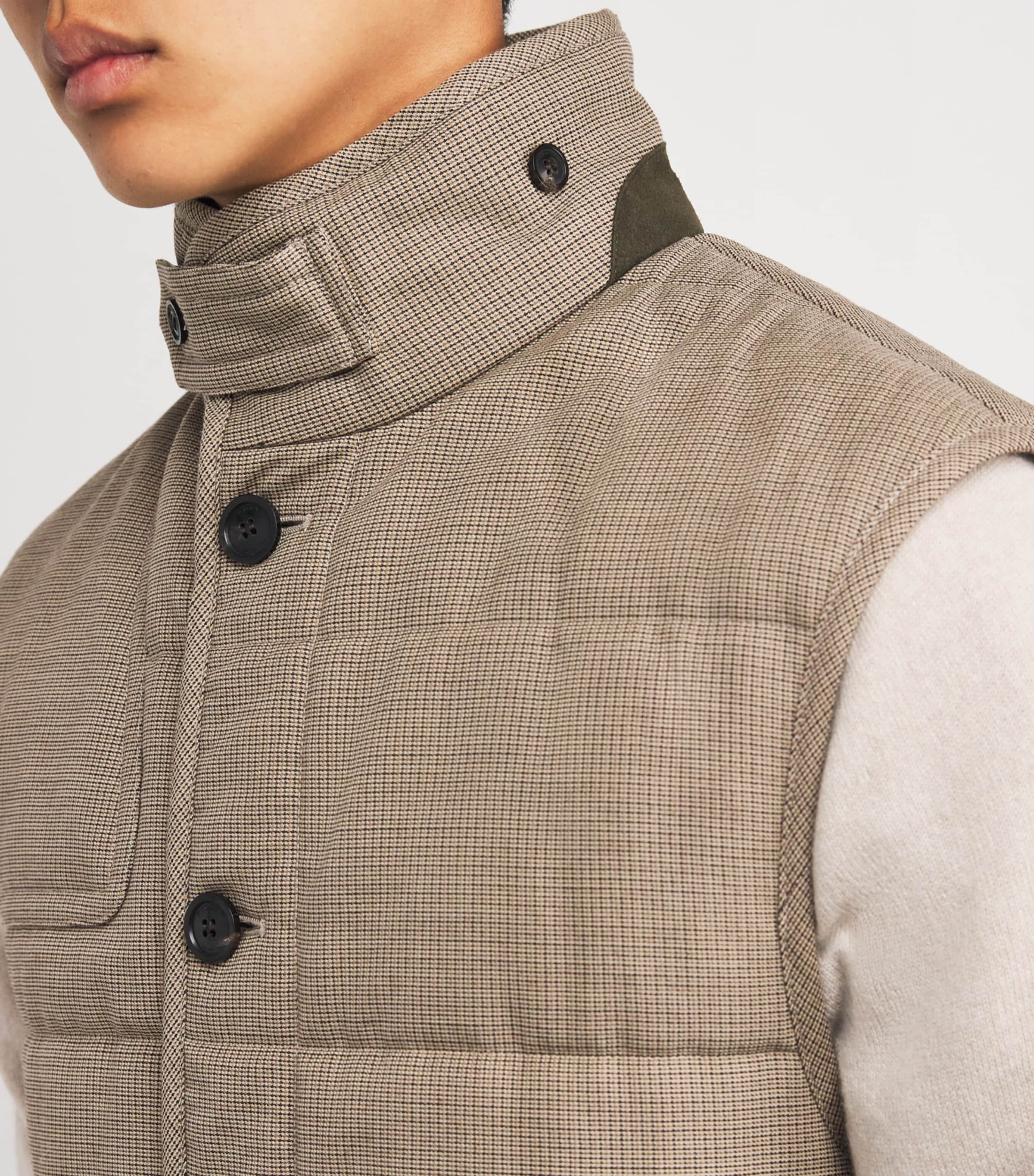 Lambswool Check Rothbury Gilet DARK PEPPERCORN Image 6