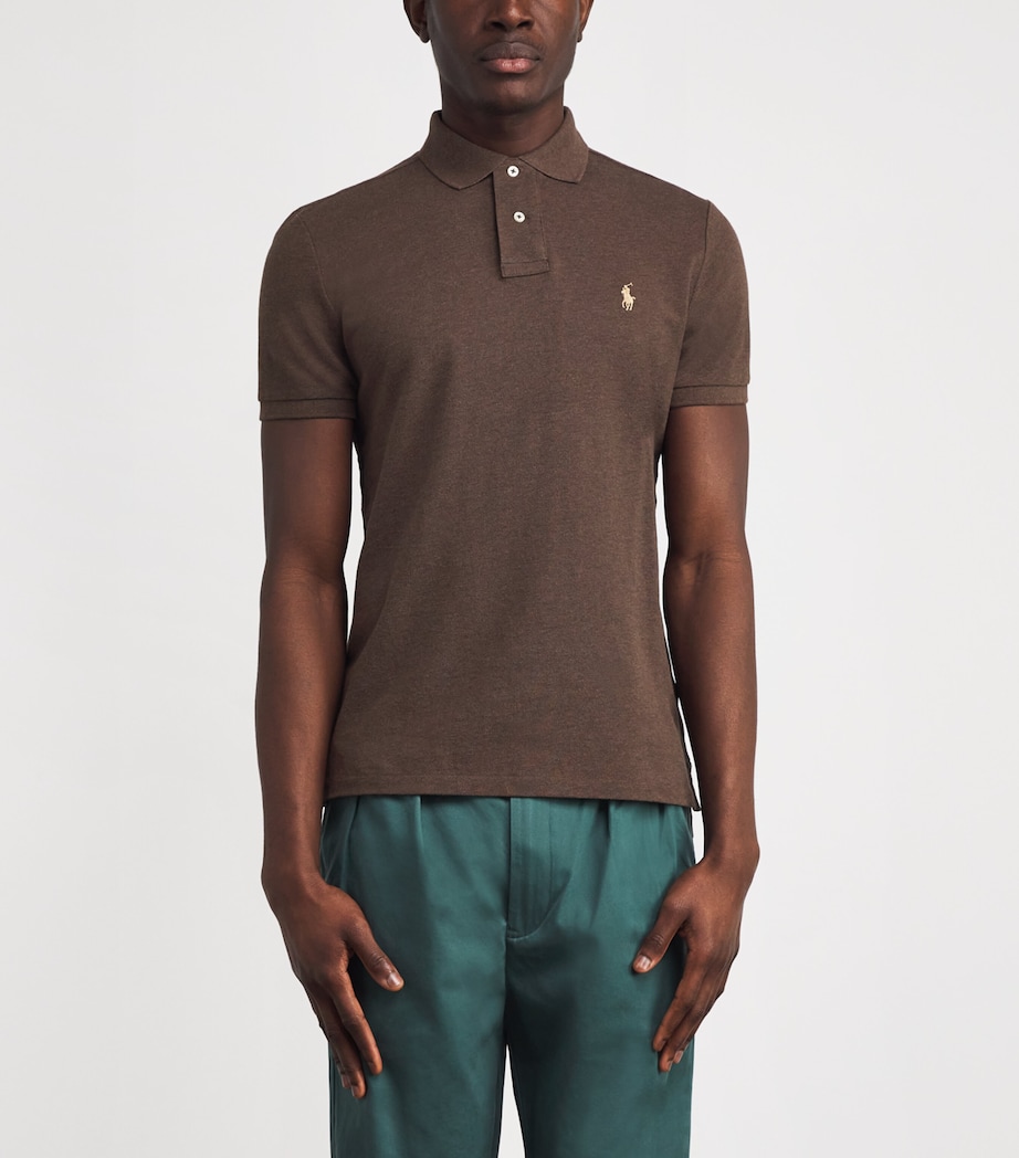 Cotton Mesh Custom-Fit Polo Shirt NUTMEG BROWN HEATHER Image 3