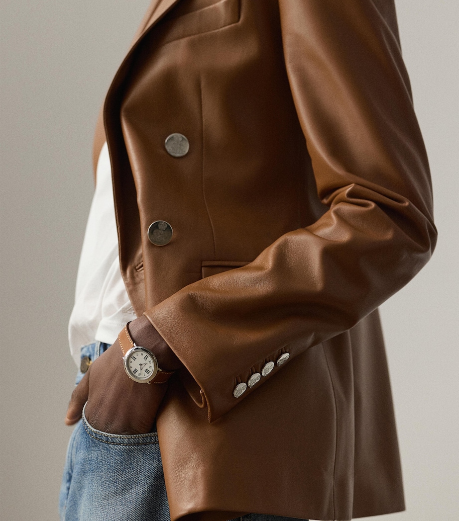 Leather Double-Breasted Blazer LIGHT TOFFEE Image 5