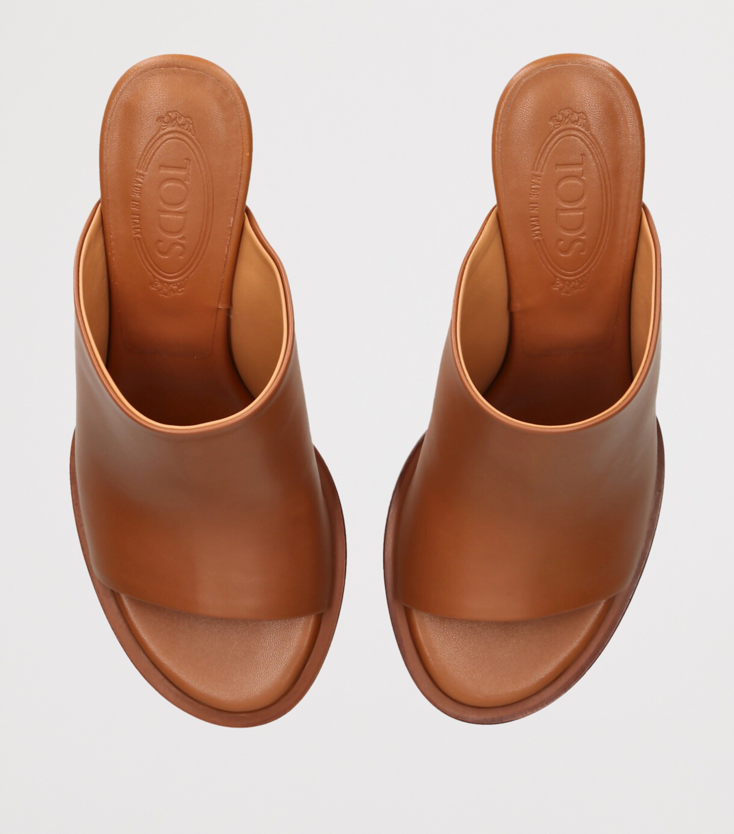 Tod's Leather Cuoio Heeled Mules 75 Tan Image 4