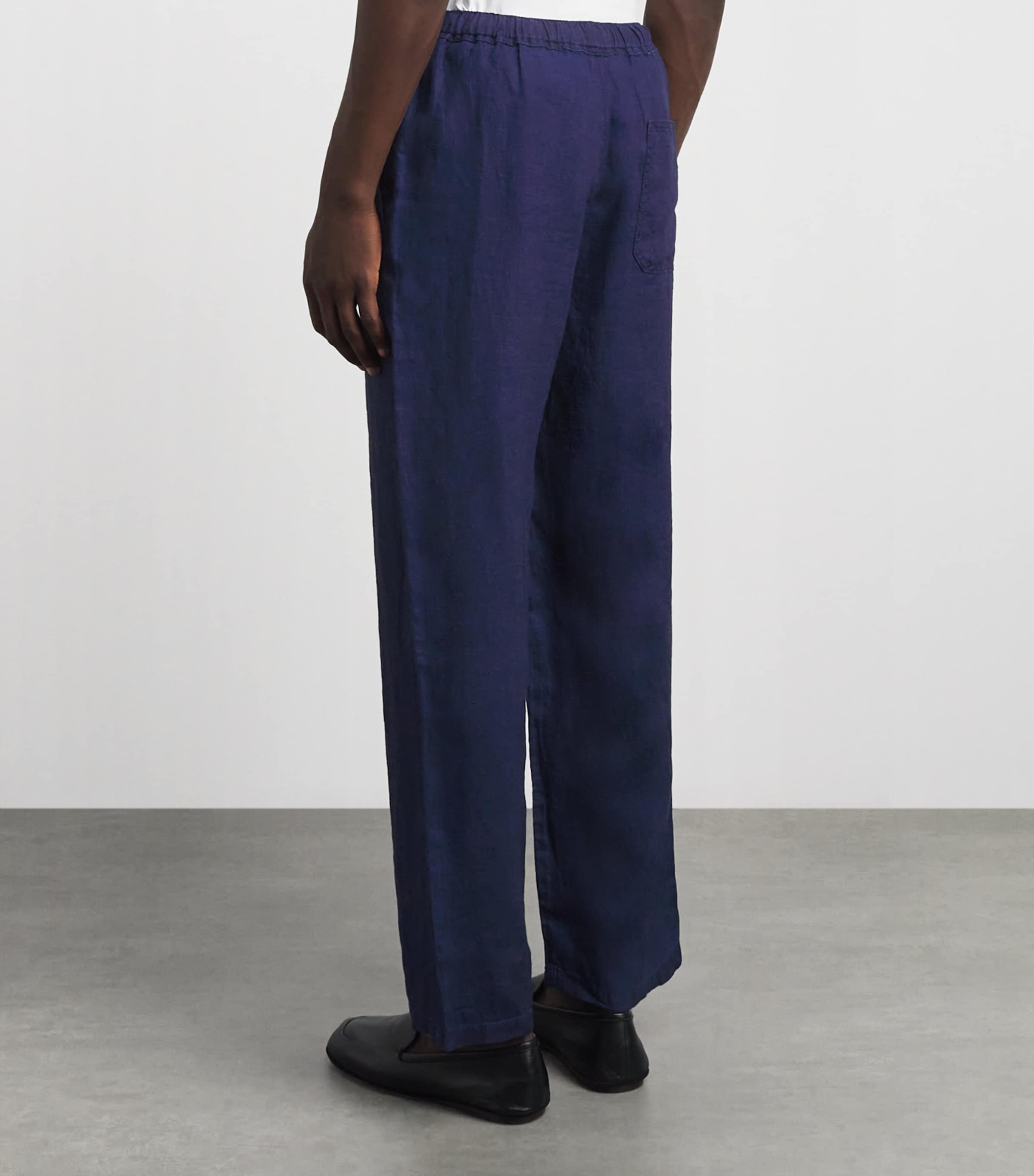 FRAME Mens Linen Drawstring Trousers Rins Image 5