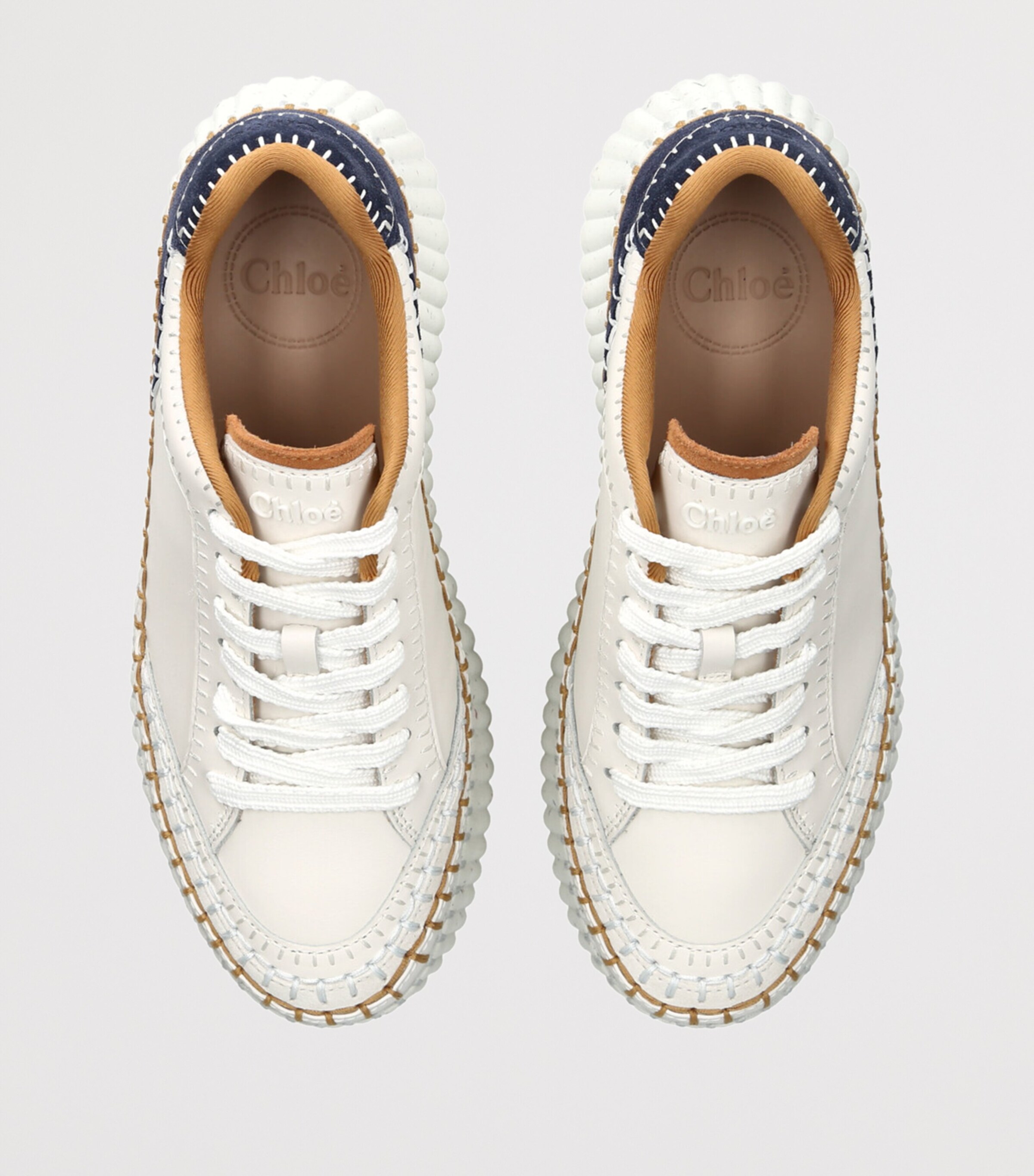 Chloé Leather Nama Runner Platform Sneakers White/navy Image 4