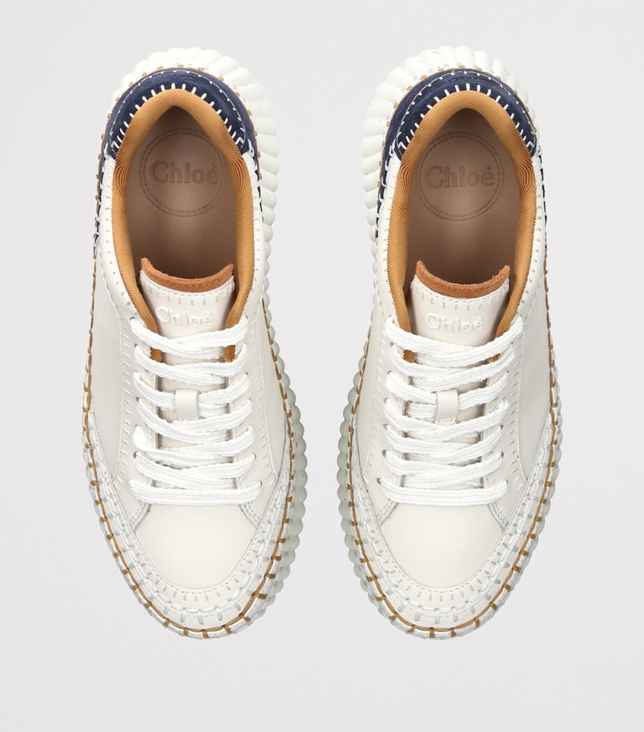 Chloé Leather Nama Runner Platform Sneakers White/navy Image 4
