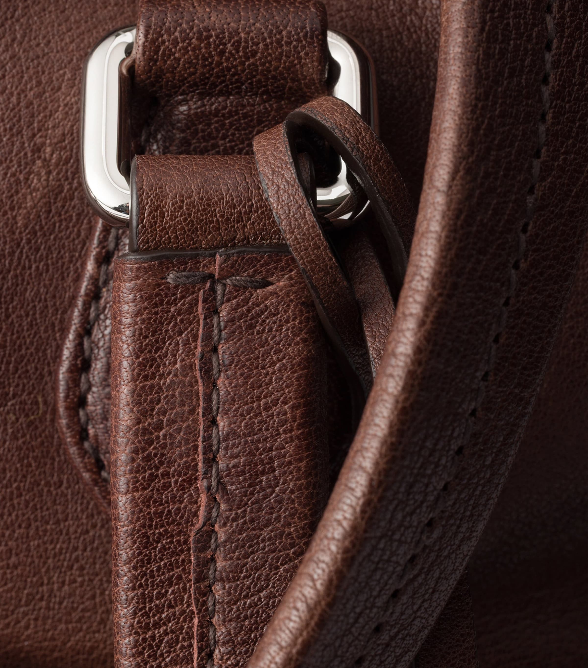 Large Washed Leather Shoulder Bag F0324 Image 7