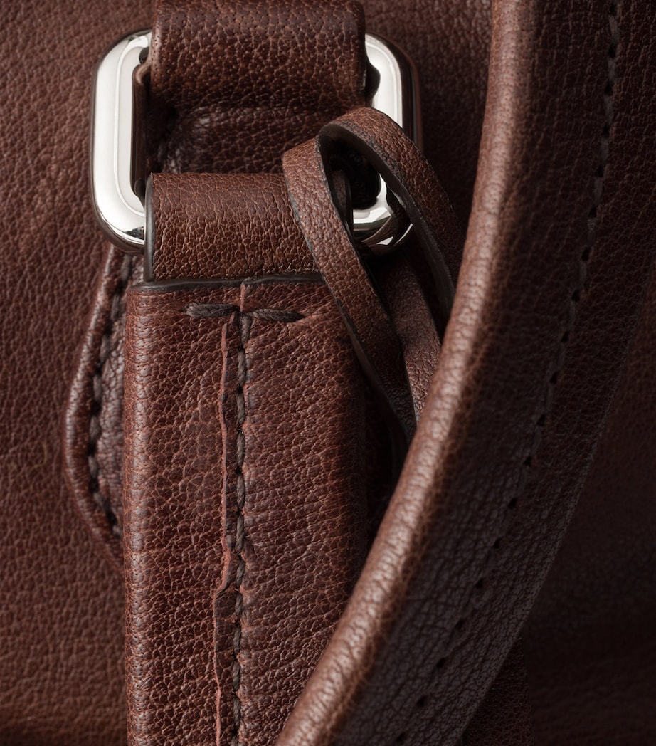 Large Washed Leather Shoulder Bag F0324 Image 7