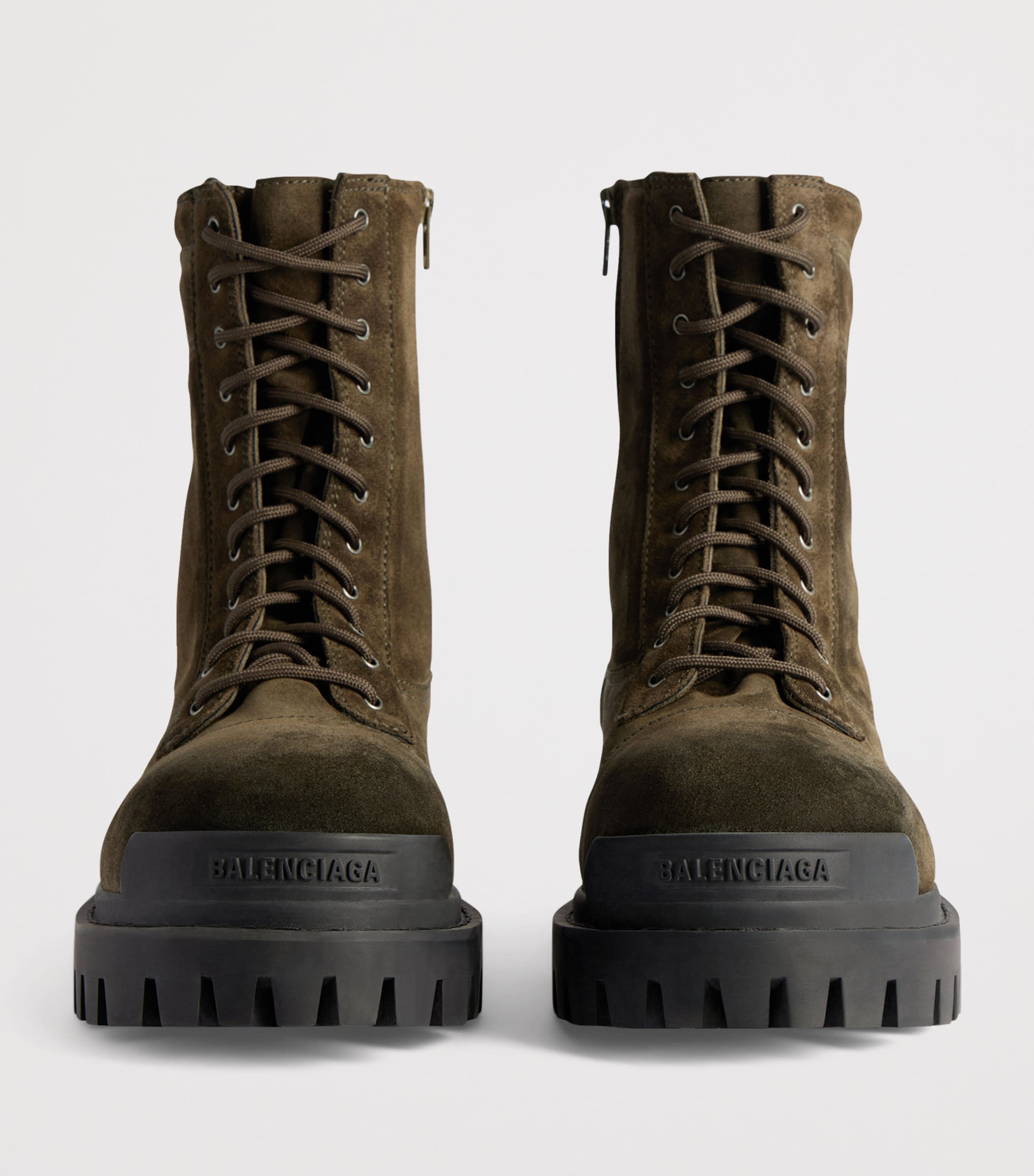 Balenciaga Green Suede Combat Strike Boots | Harrods US