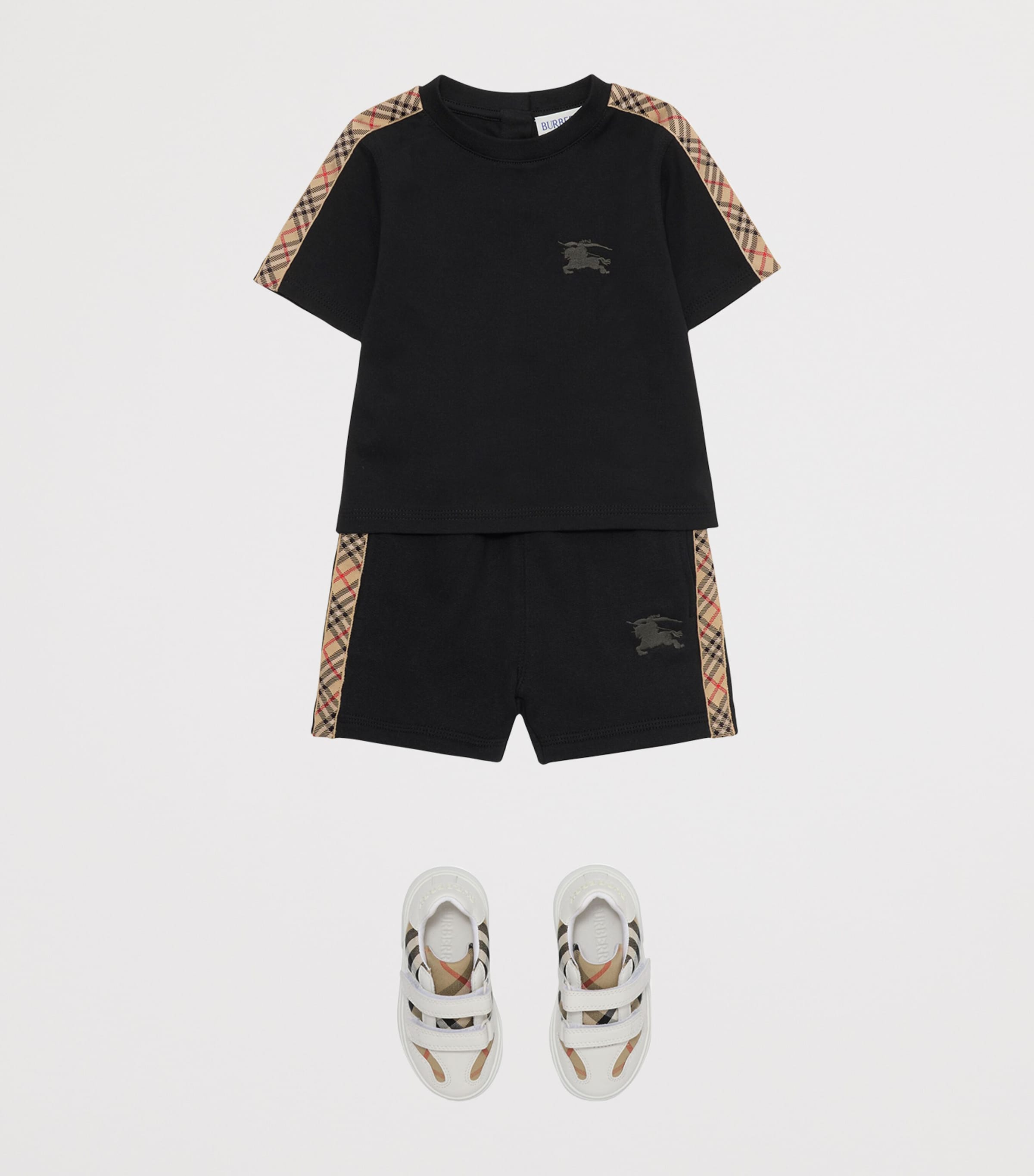 Burberry Kids Cotton Check-Trim Shorts (6-24 Months) Black Image 3