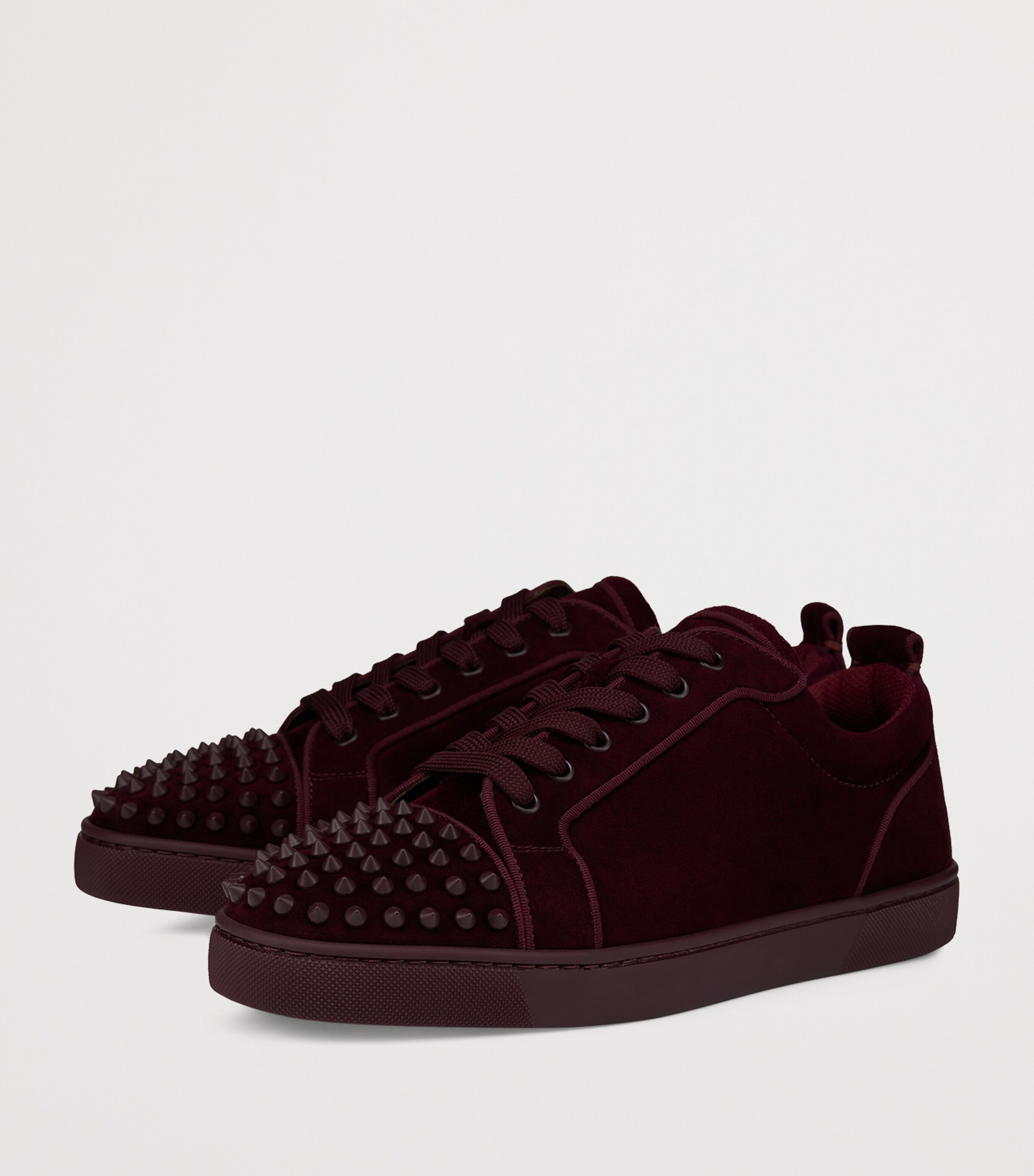 Christian Louboutin Red Louis Junior Spikes Suede Sneakers
