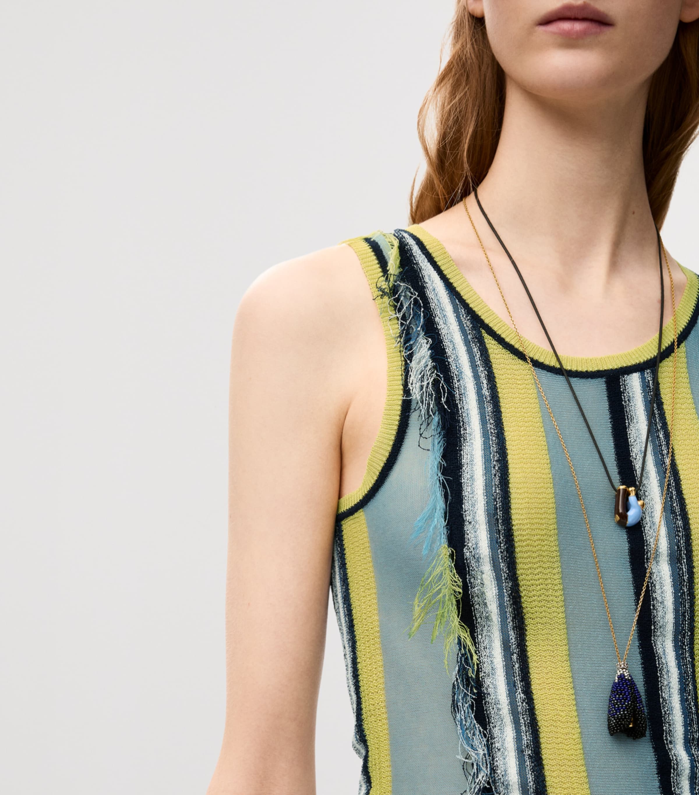 LOEWE Womens x Paula's Ibiza Stripe Fringe-Detail Tank Top Blue/multicolor Image 5