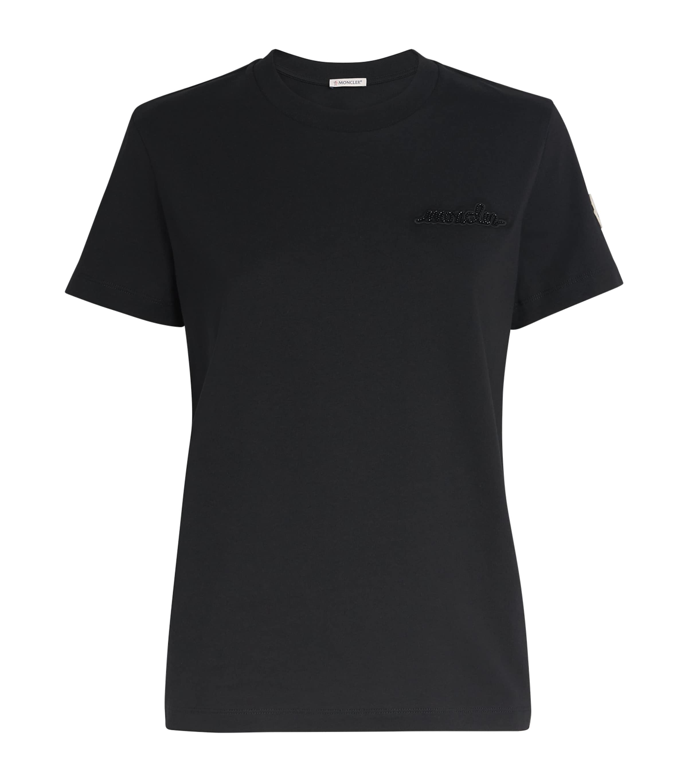 Moncler Cotton Logo T-shirt In Black
