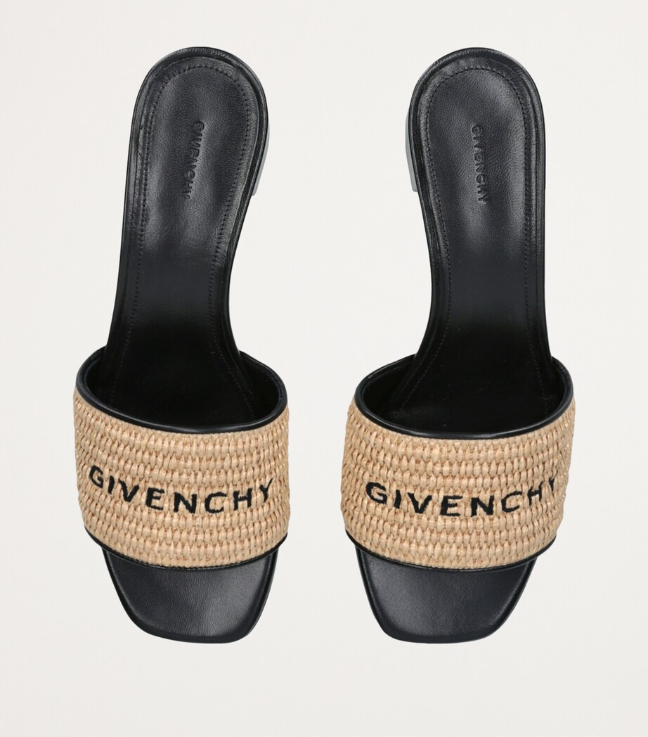 Raffia-Leather Monogram Mules BLK/BEIGE Image 4