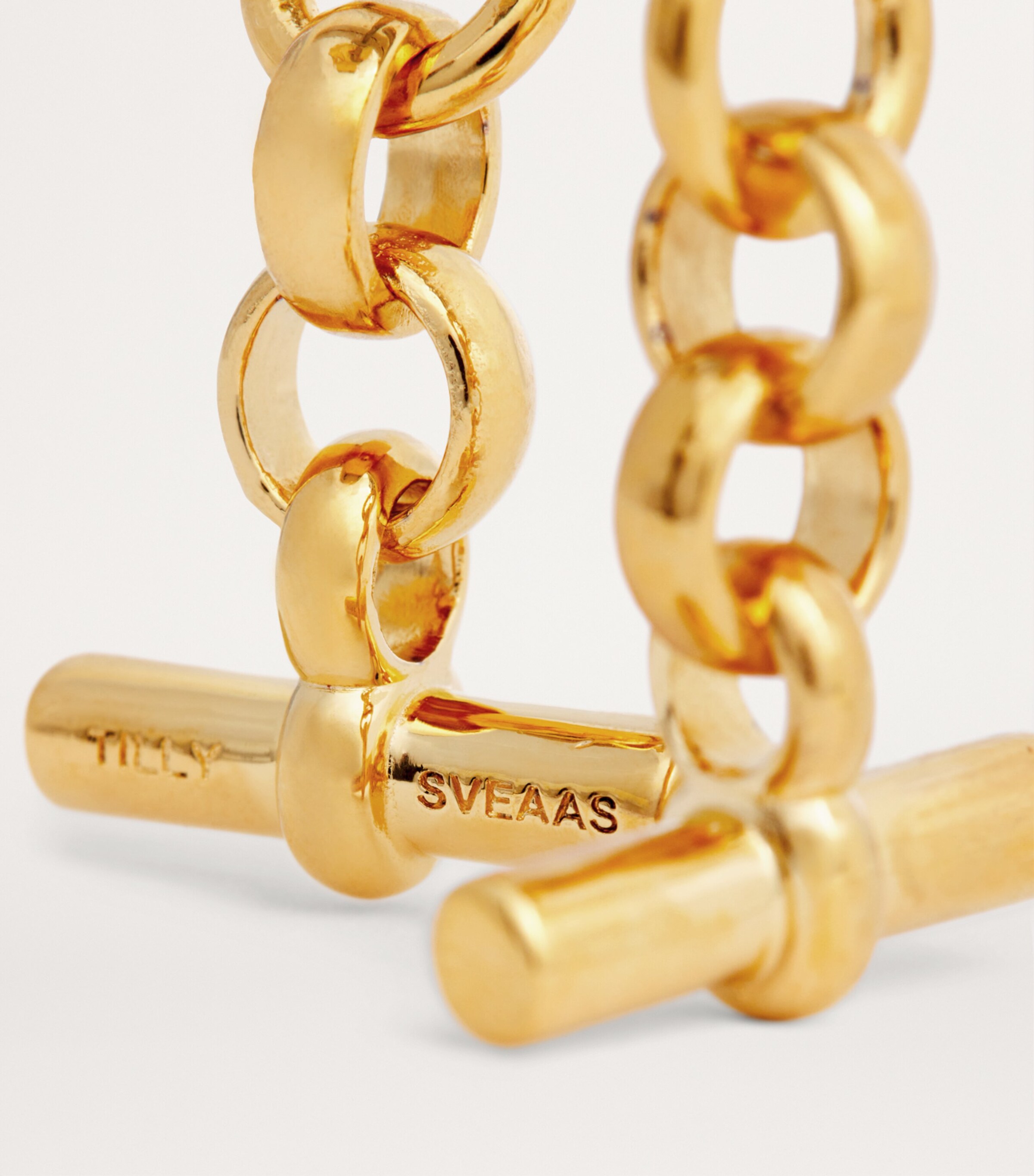 TILLY SVEAAS Gold-Plated T-Bar Drop Earrings Gold Image 6