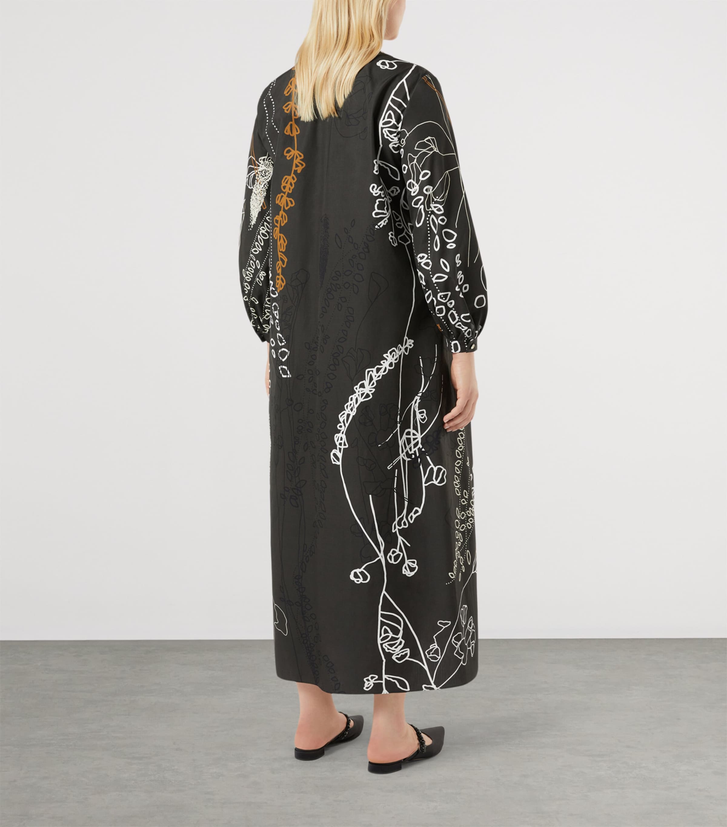 Marina Rinaldi Womens Cotton Printed Maxi Dress Black Image 3