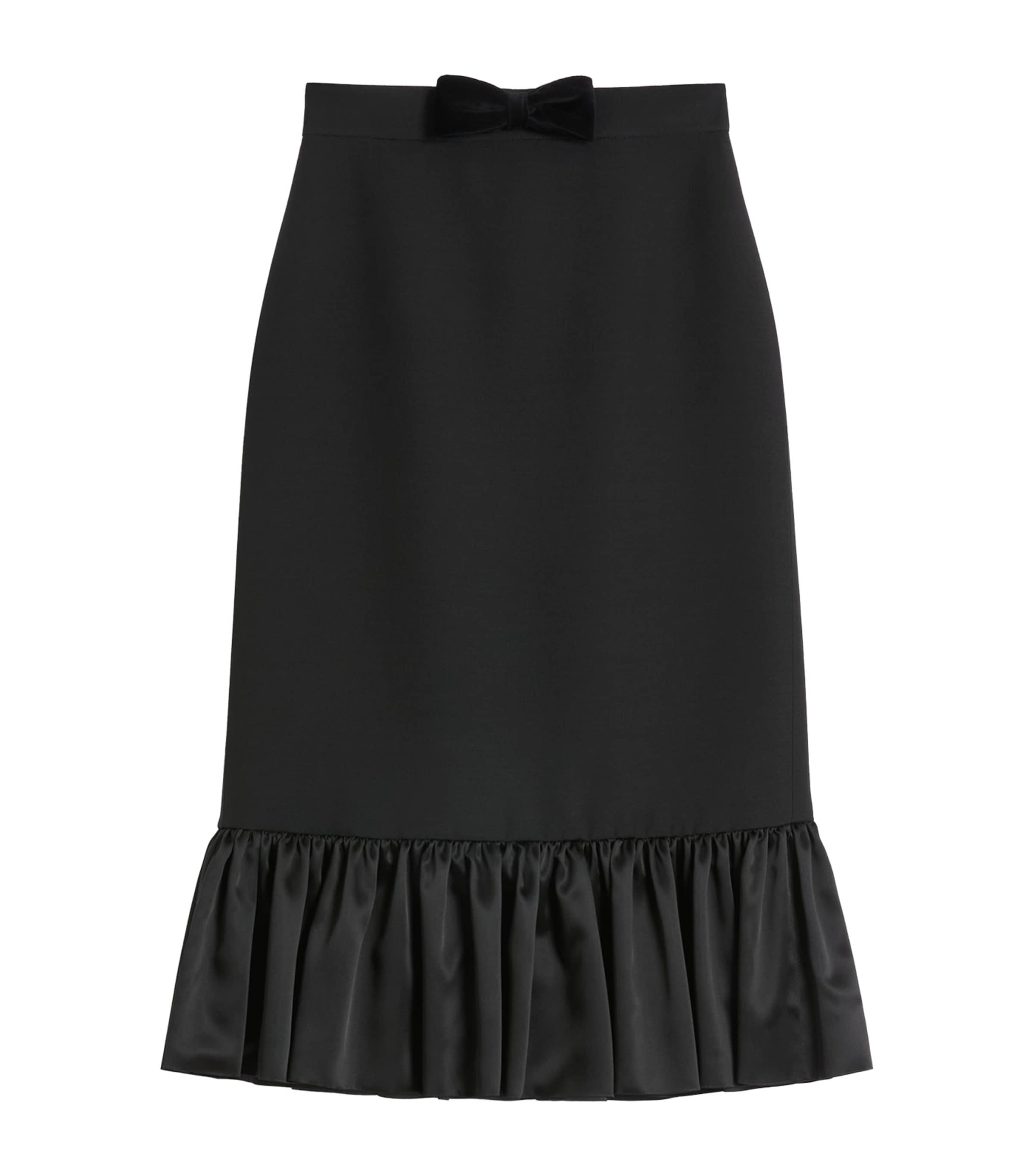 Valentino Black Crepe Couture Skirt In Black