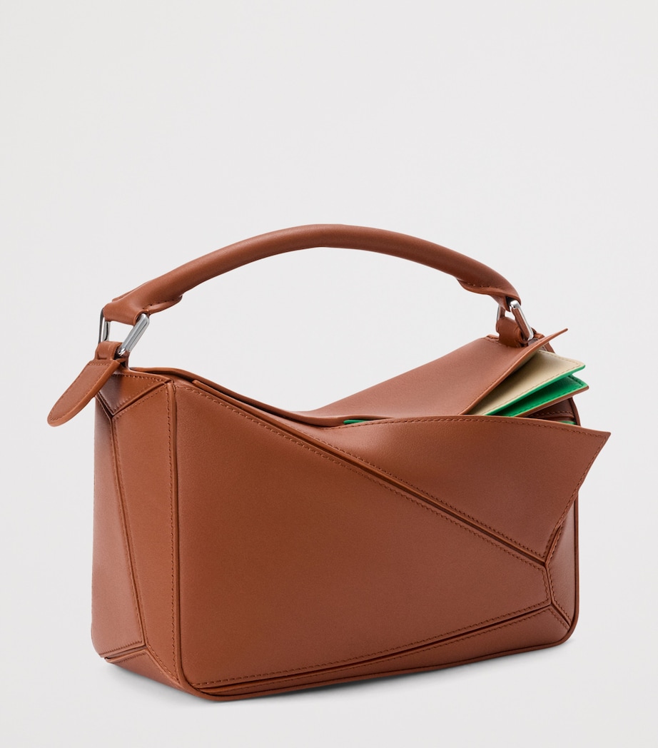 LOEWE Womens Small Leather Layers Puzzle Top-Handle Bag Multicolor Squirrel Image 2