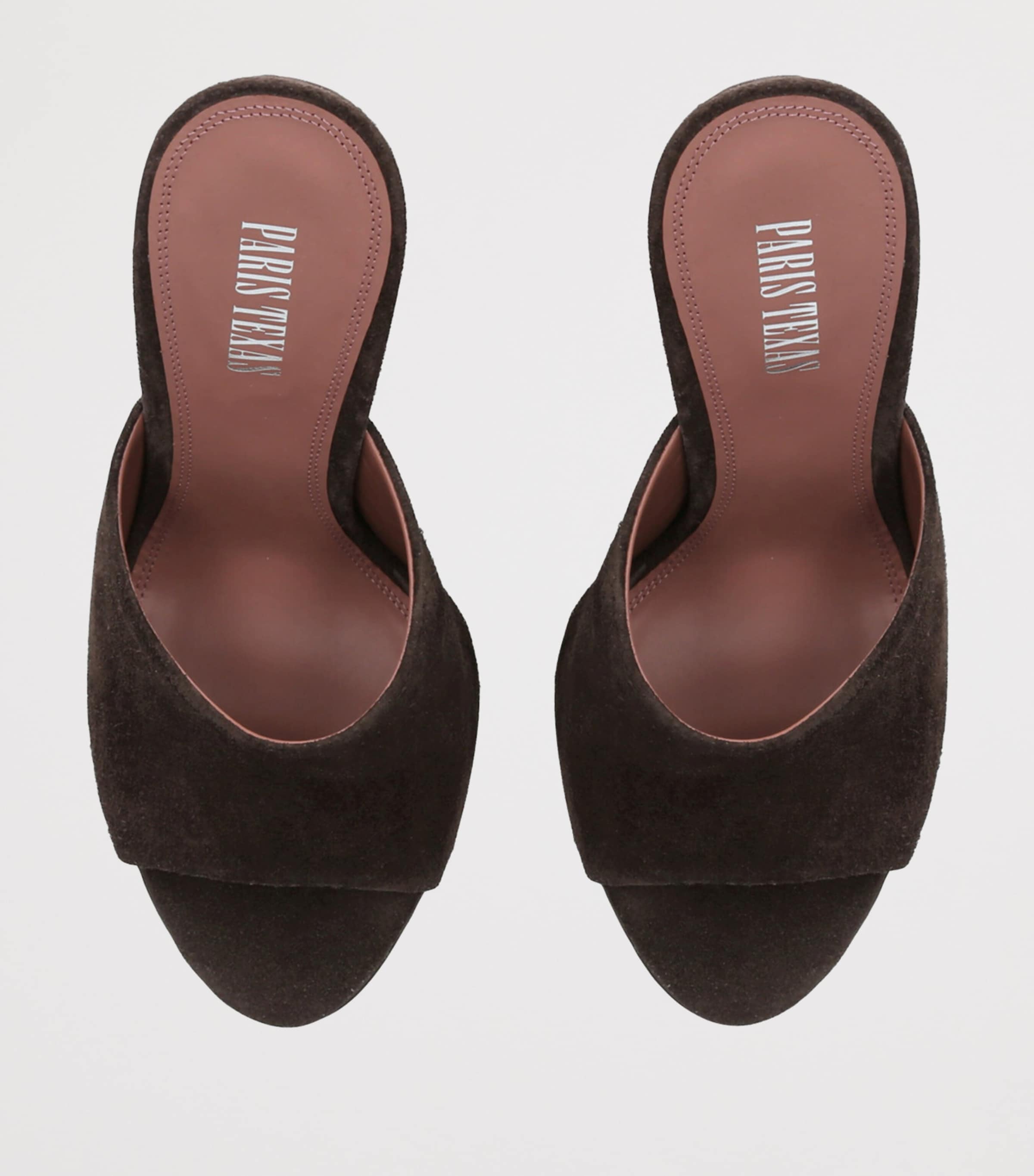 Paris Texas Suede Nina Wedge Mules 105 Dark Brown Image 4