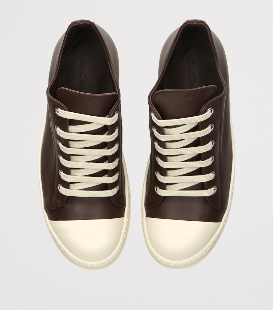 Rick Owens Leather Classic Low-Top Sneakers Dark Brown Image 4