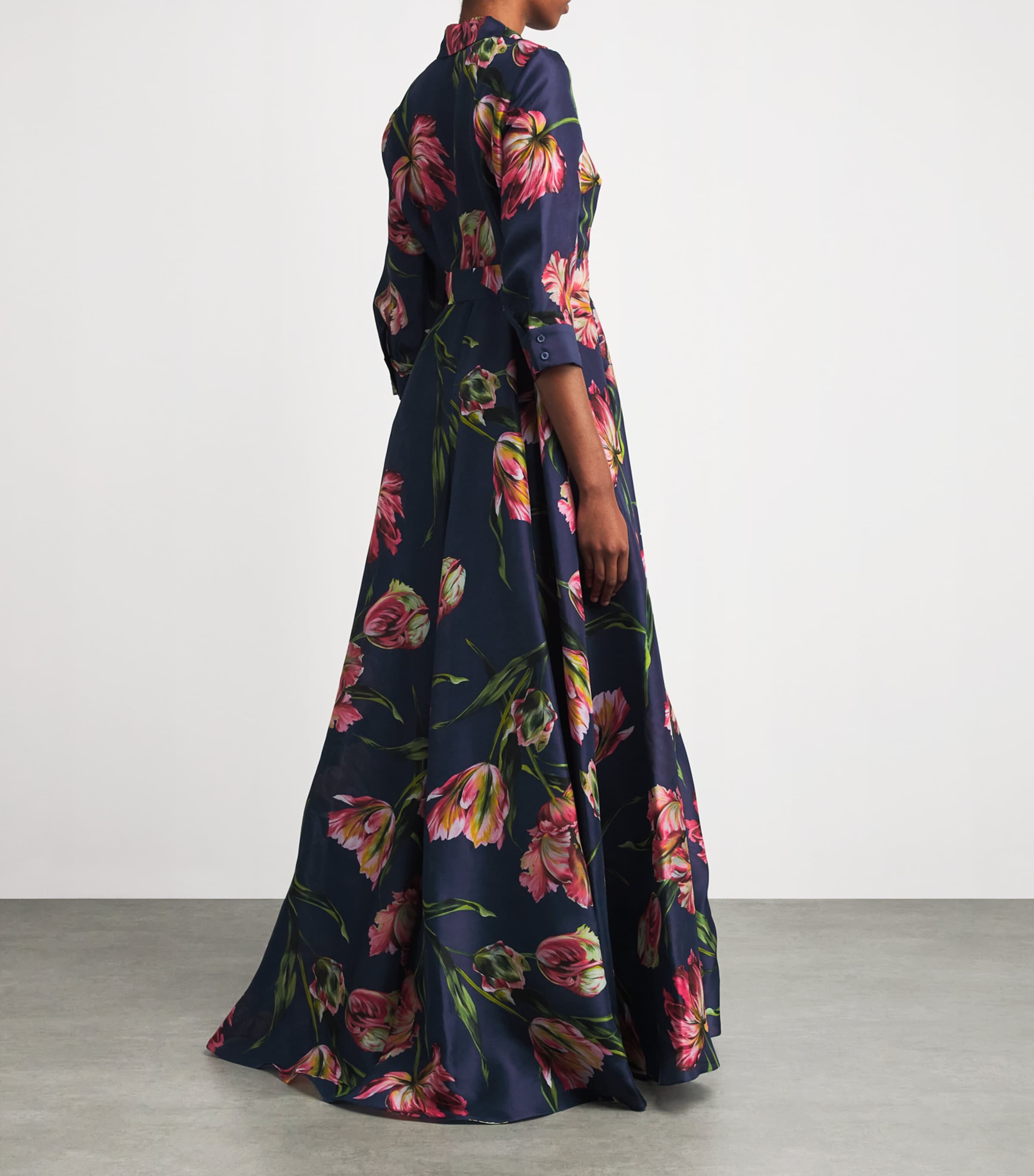 Silk Floral Trench Gown 037 DARK NAVY MULTI Image 3