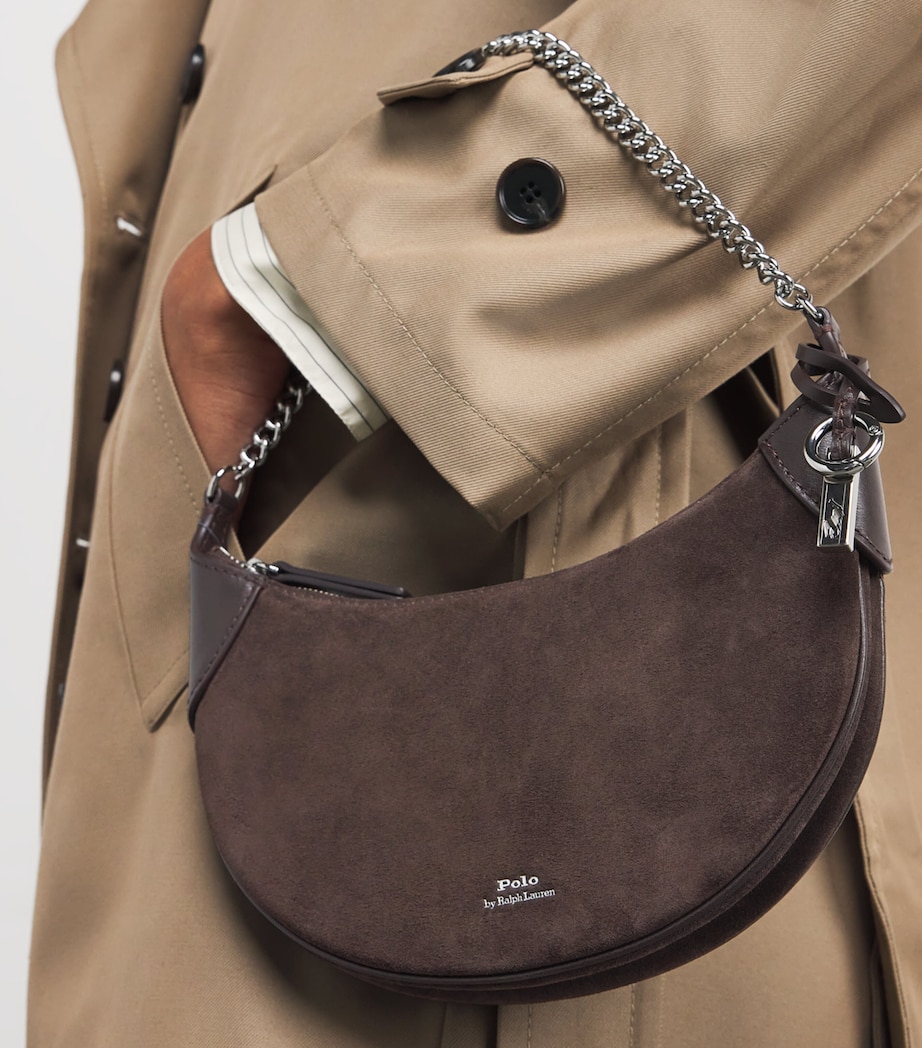 Small Suede Polo ID Shoulder Bag CHOCOLATE/TOBACCO Image 5