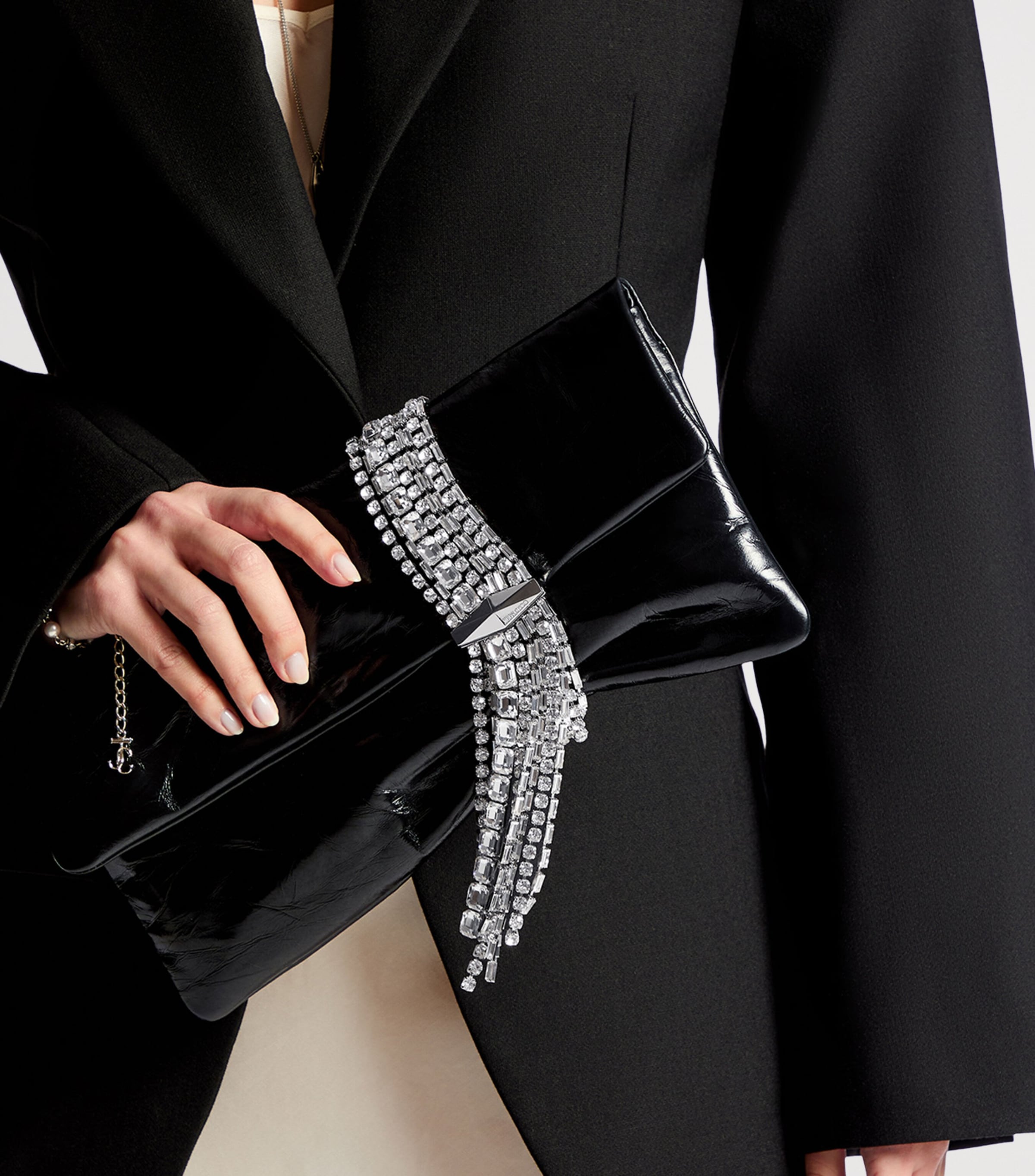 Jimmy Choo Leather-Crystal Zandra Clutch Bag Black/silver Image 2