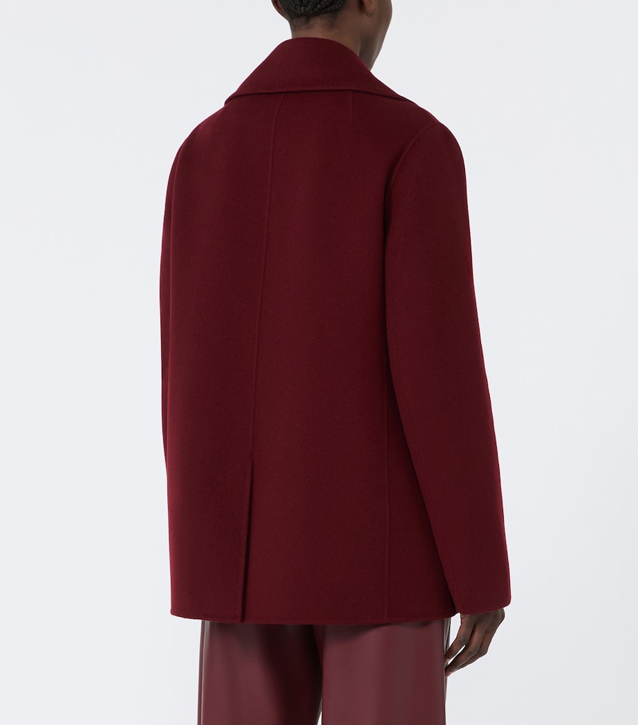 Max Mara Womens Virgin Wool Double-Breasted Short Coat Bordeaux Image 4