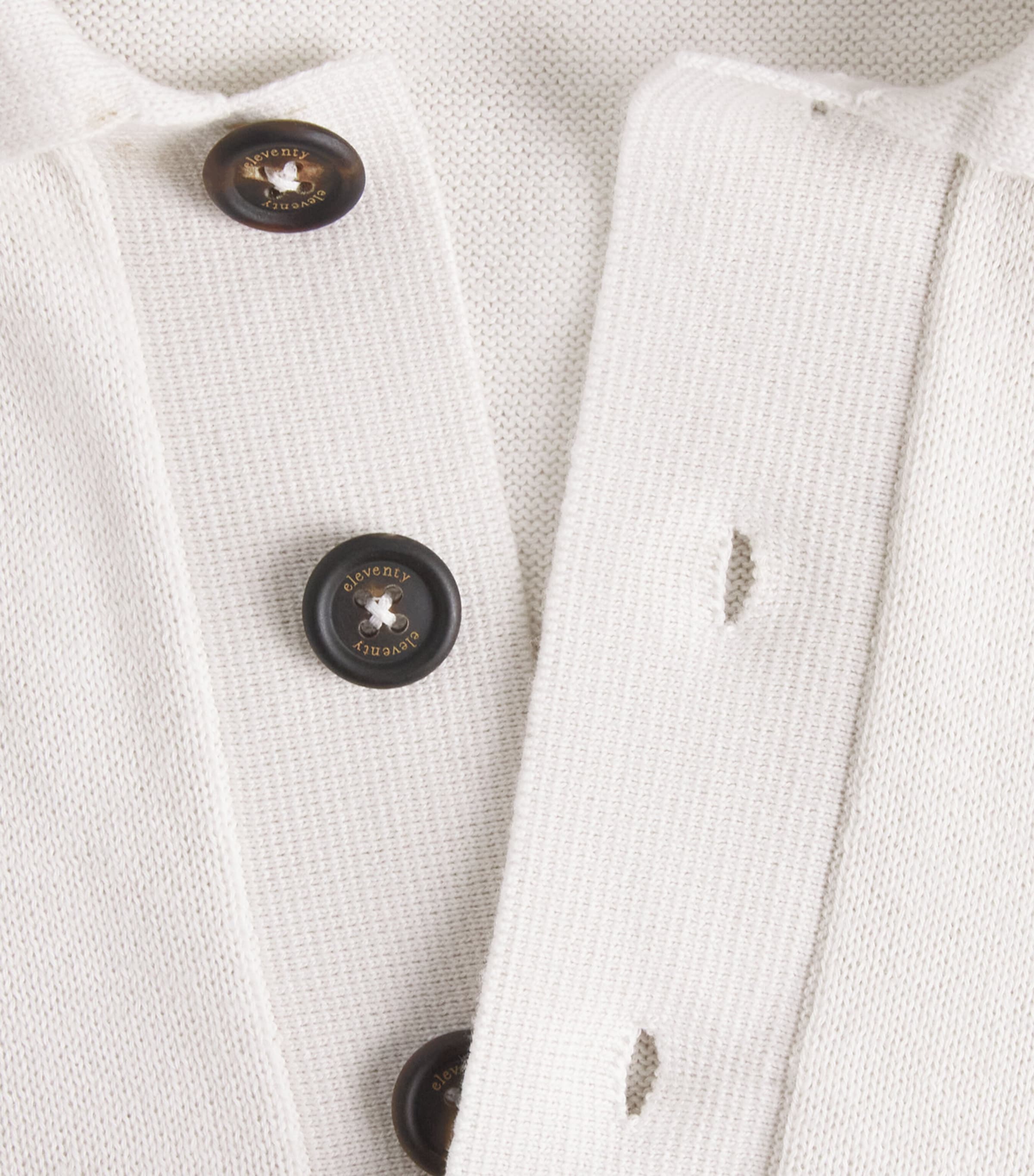 Eleventy Mens Cotton-Cashmere Polo Shirt Bianco Image 6