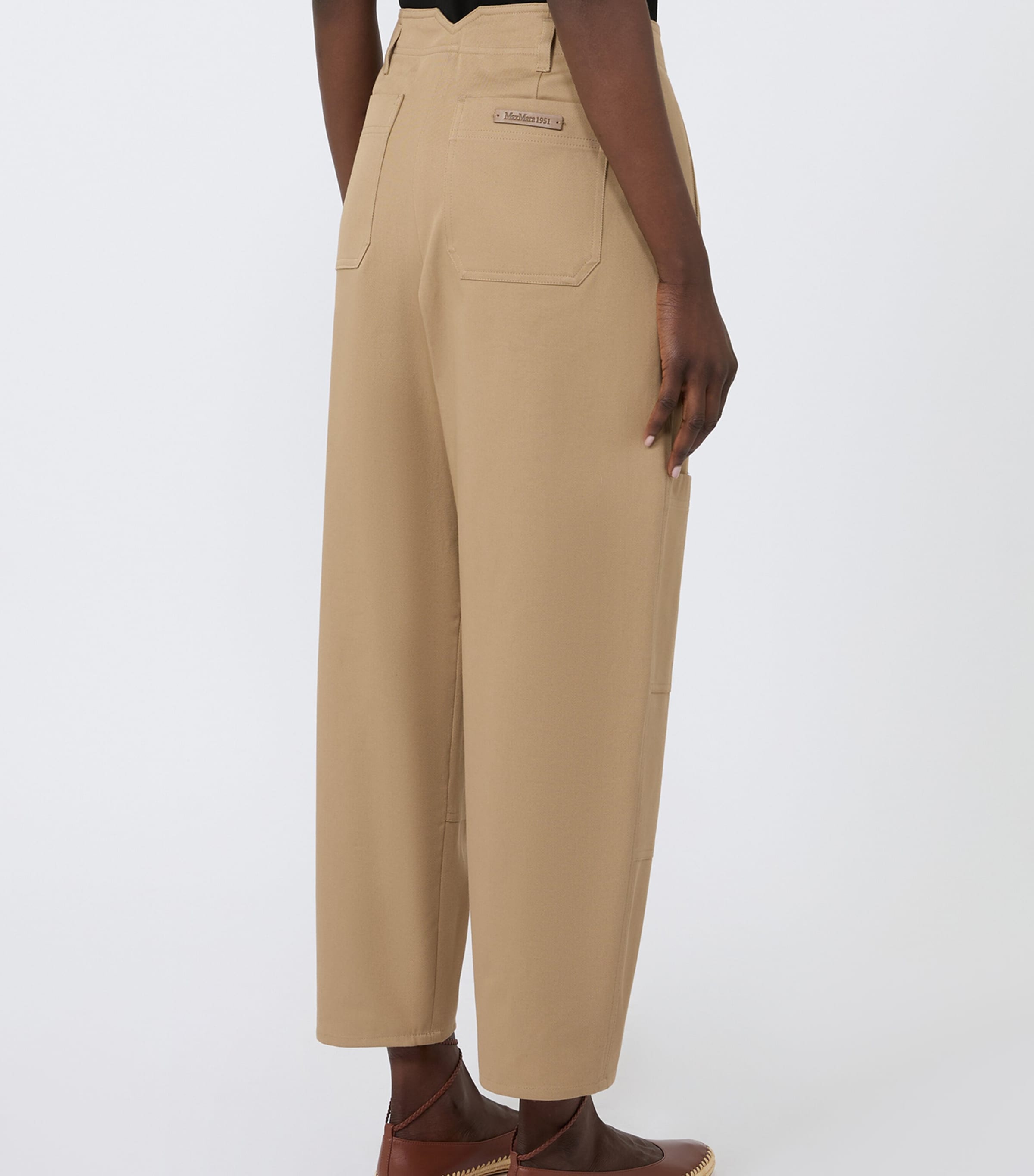 Max Mara Womens Cotton Twill Cargo Trousers Sand Image 3