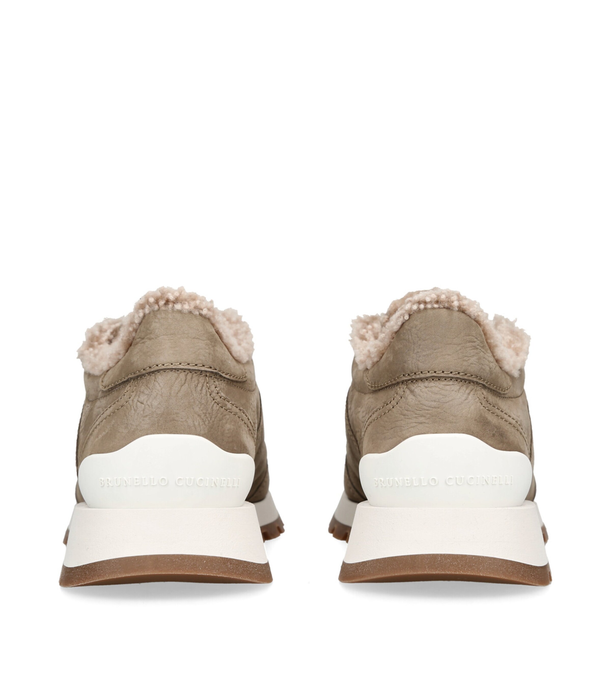 Brunello Cucinelli Shearling-Lined Runner Sneakers Taupe Image 2