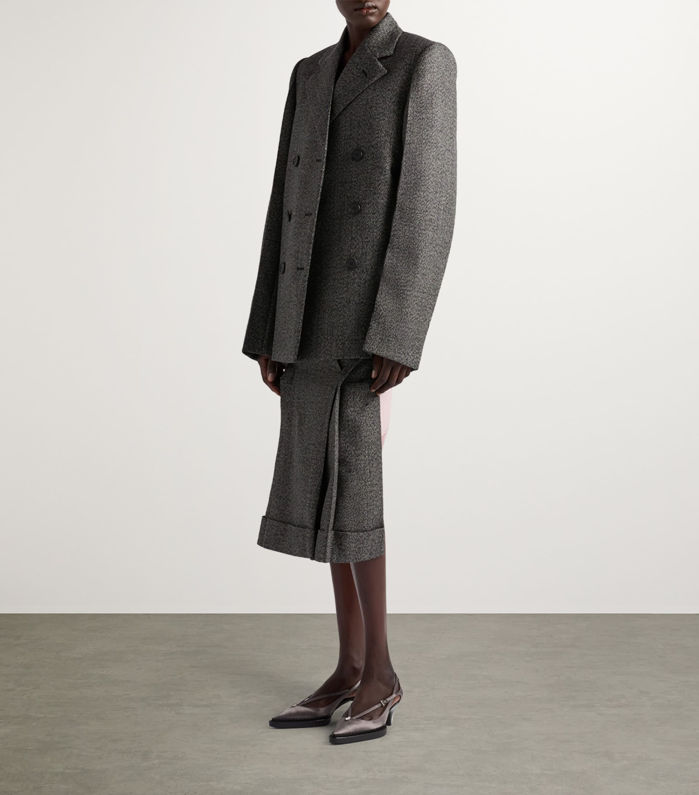 Prada Mouliné Wool Midi Skirt | Harrods UK
