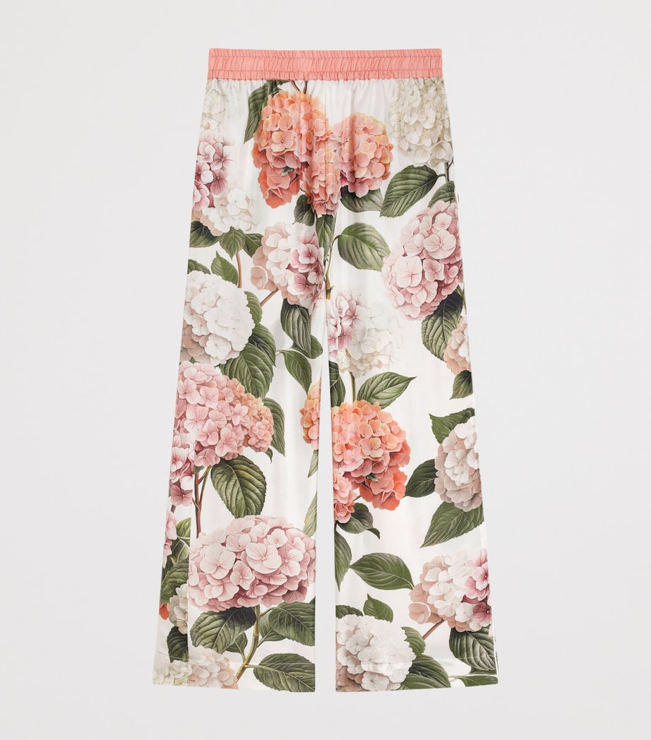 Dolce&Gabbana Kids Silk Hydrangea Print Trousers (8-12+ Years) Ortensie Bordo Image 2