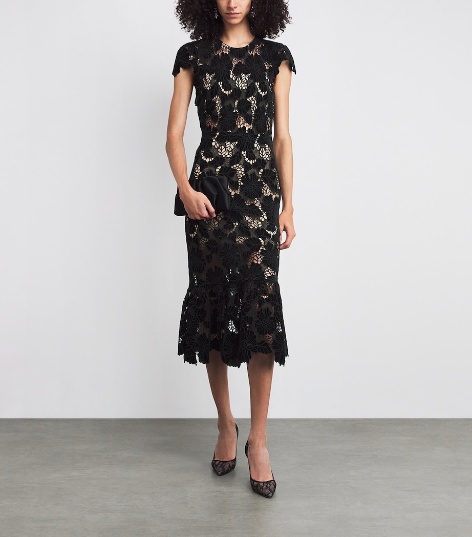 Lace Clover Midi Dress A001 BLACK Image 2