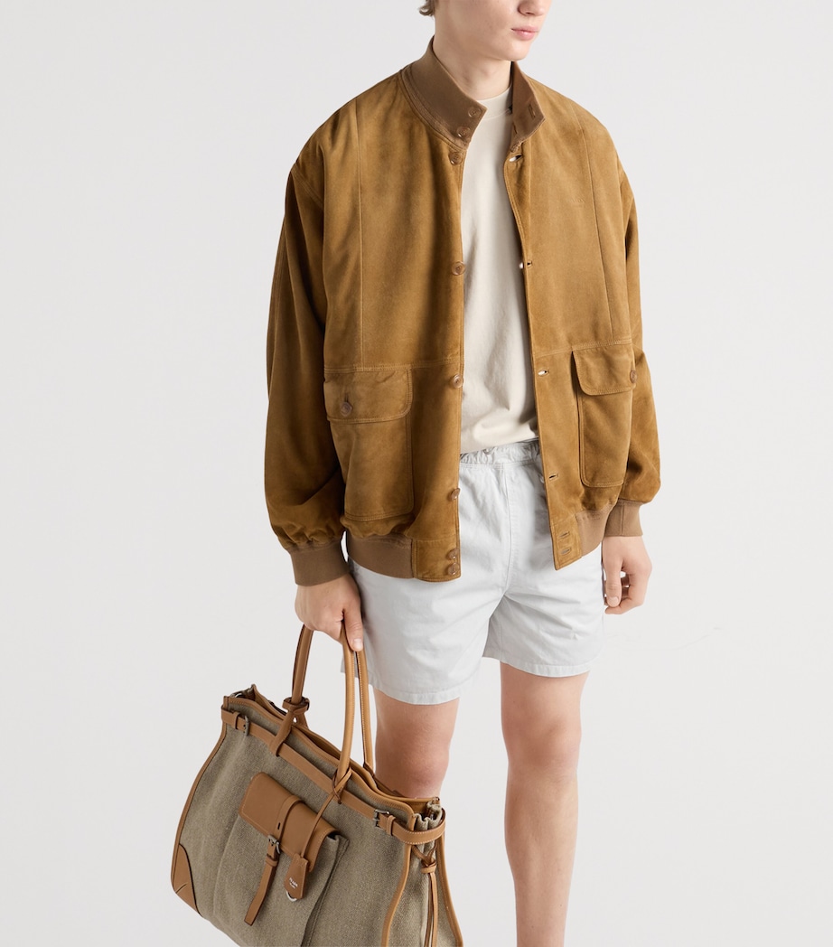 Prada Mens Cotton Twill Swim Shorts Neutral Image 3