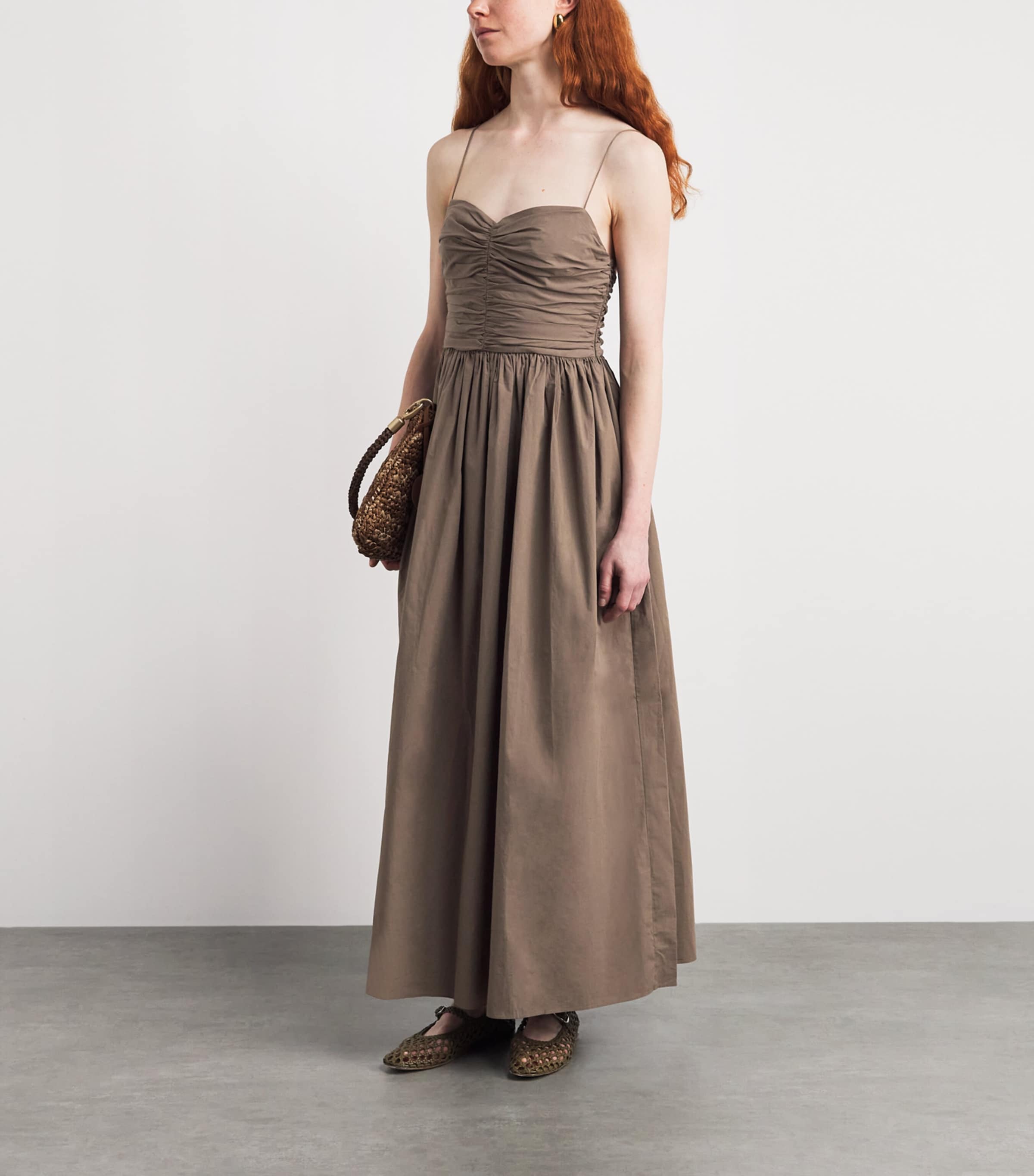 Matteau Womens Organic Cotton Gathered Midi Dress Birchbir Image 2