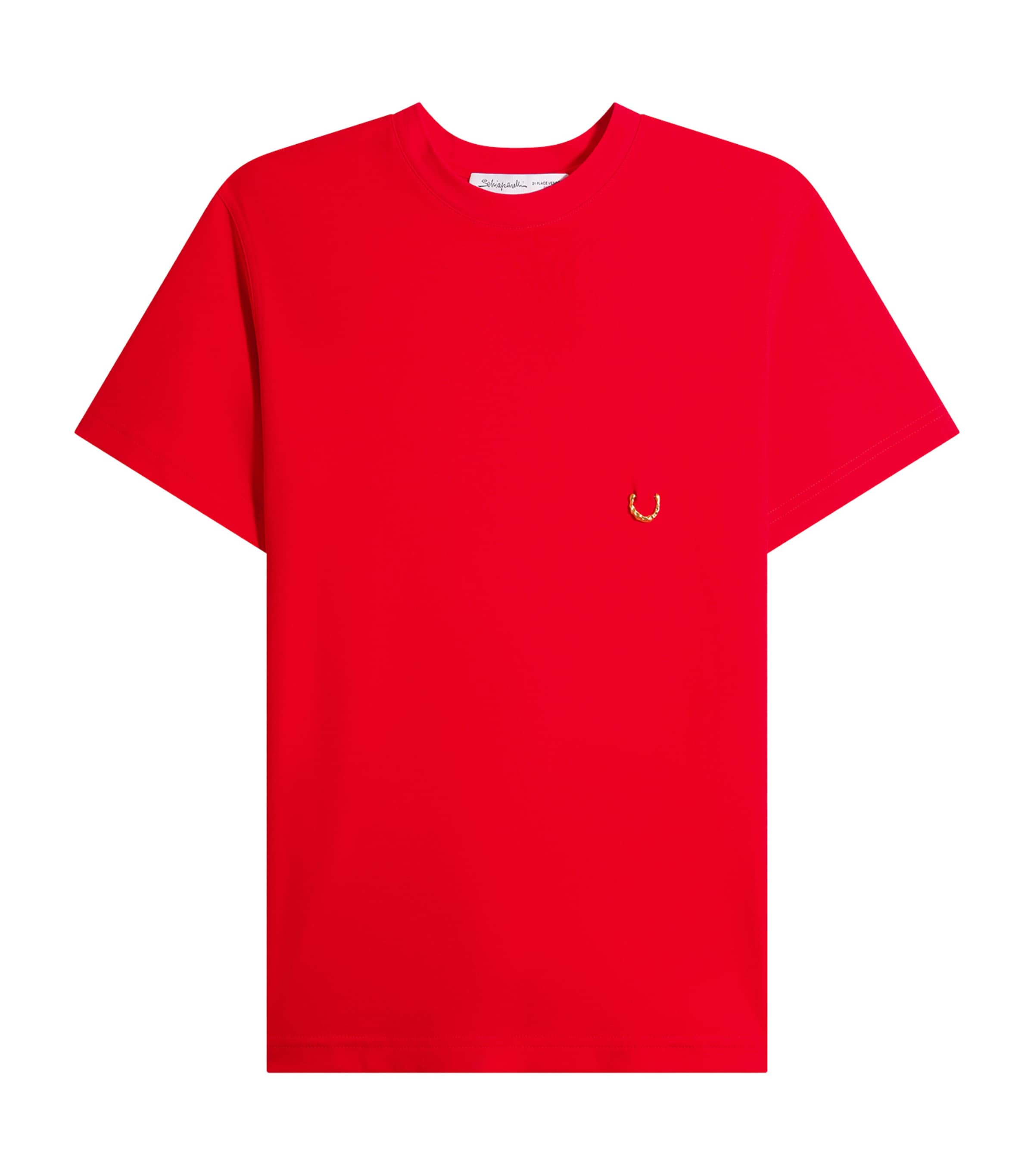 Schiaparelli Womens Cotton Pierced T-Shirt Red Image 1