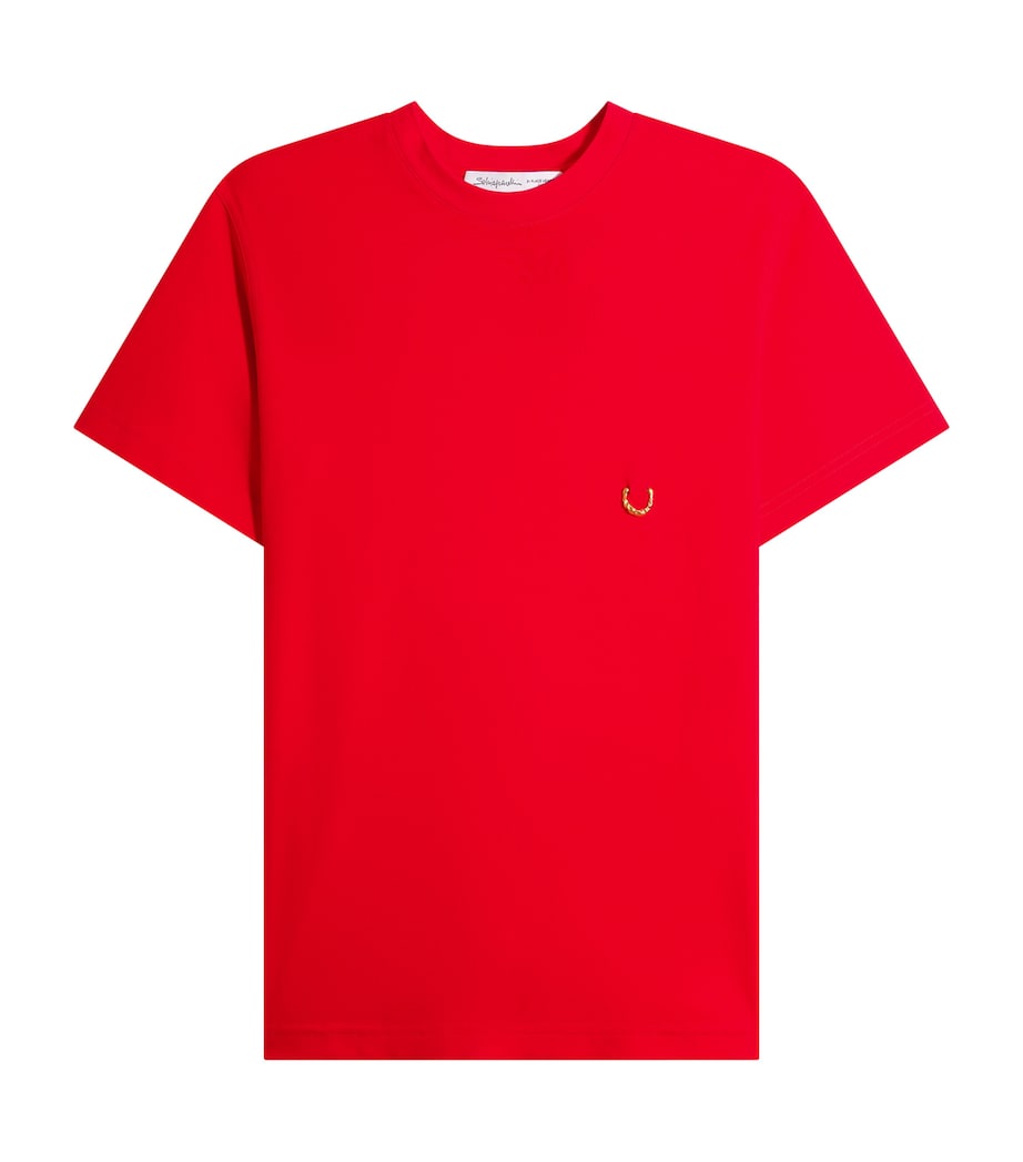 Schiaparelli Womens Cotton Pierced T-Shirt Red Image 1