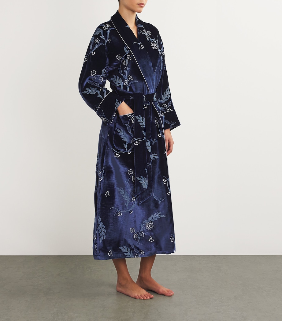 Velvet Embroidered Dahlia Robe ROYAL BLUE/NAVY Image 2