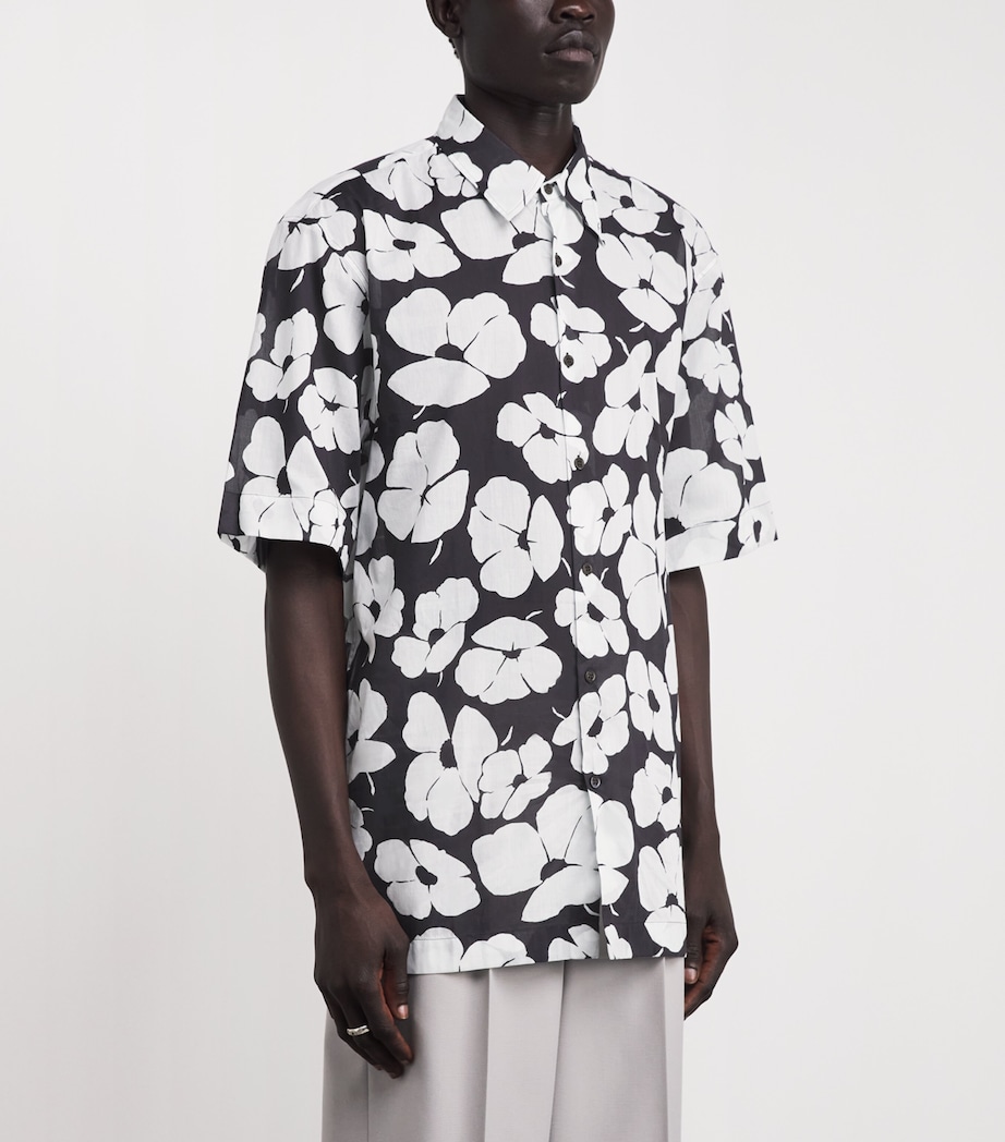 DRIES VAN NOTEN Mens Cotton Poppy Print Shirt Black Image 4