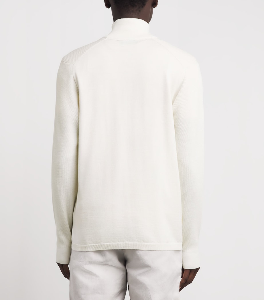 Sease Mens Virgin Wool Quarter-Zip Sweatshirt White Image 5