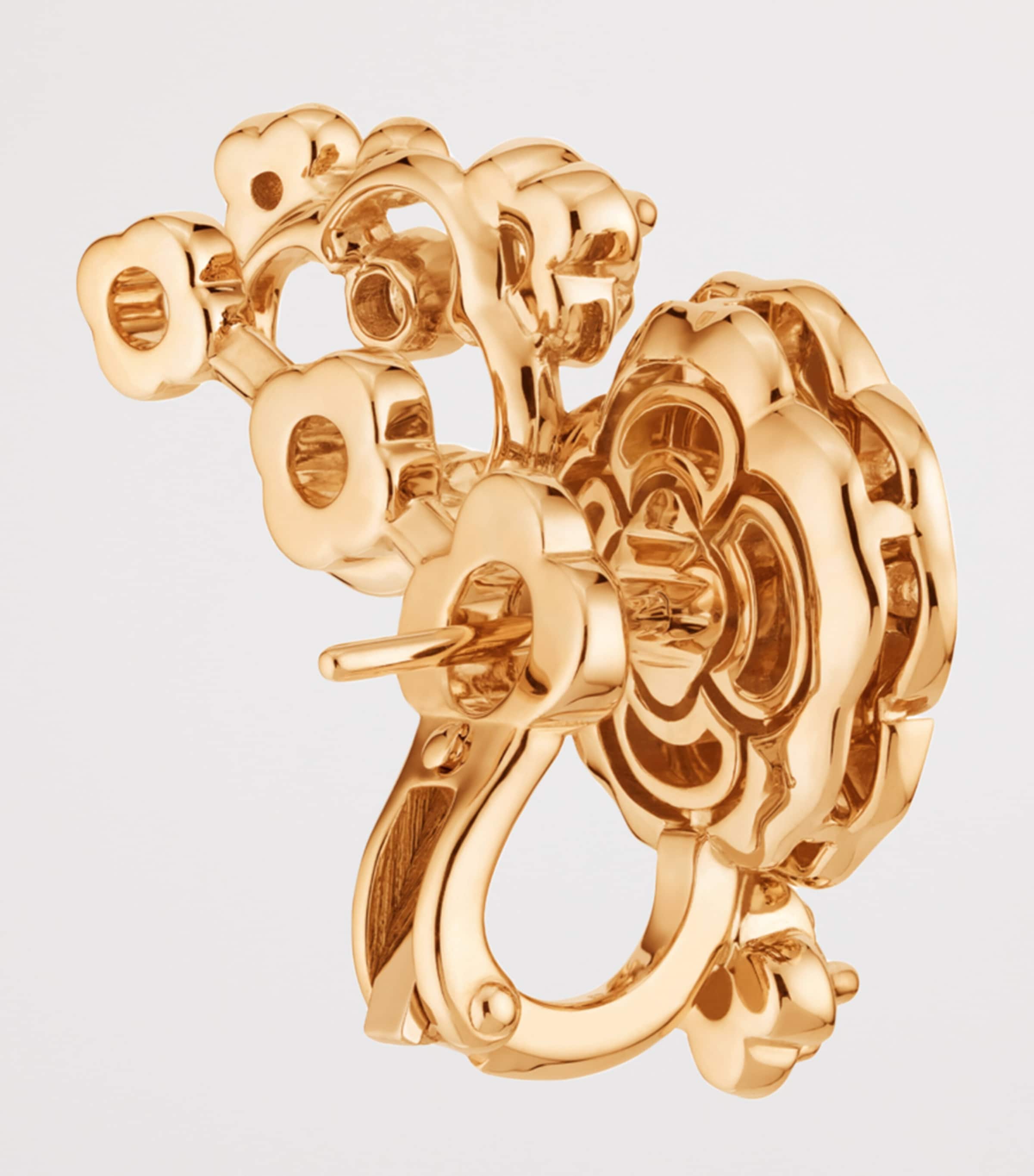 CHANEL Rose Gold and Diamond Bouton de Camélia Crawling Earrings Rose Gold Image 4
