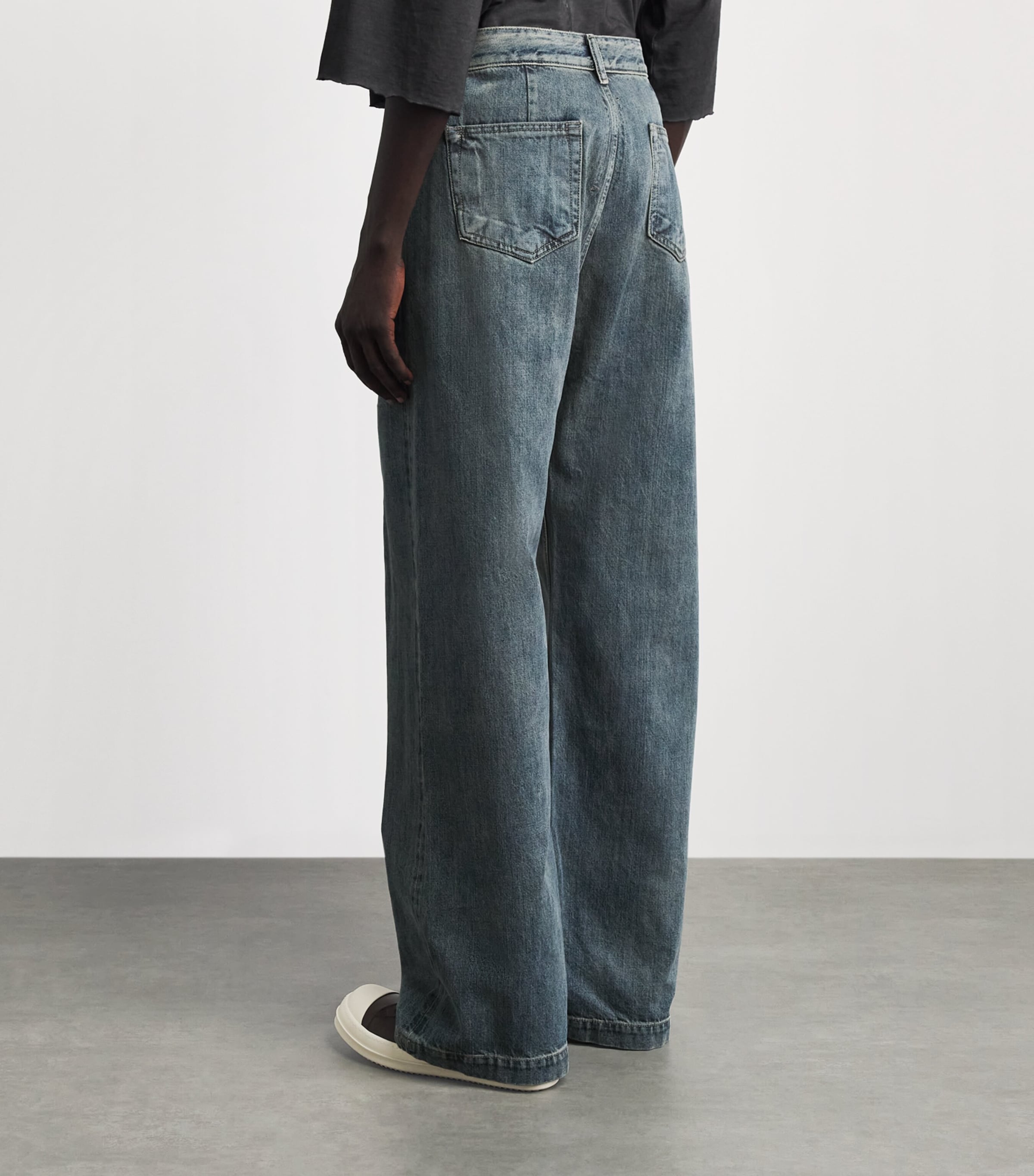 Rick Owens Mens Geth Wide-Leg Jeans Mineral Indigo Image 5