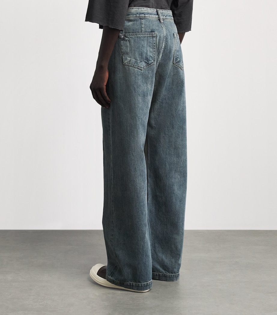 Rick Owens Mens Geth Wide-Leg Jeans Mineral Indigo Image 5