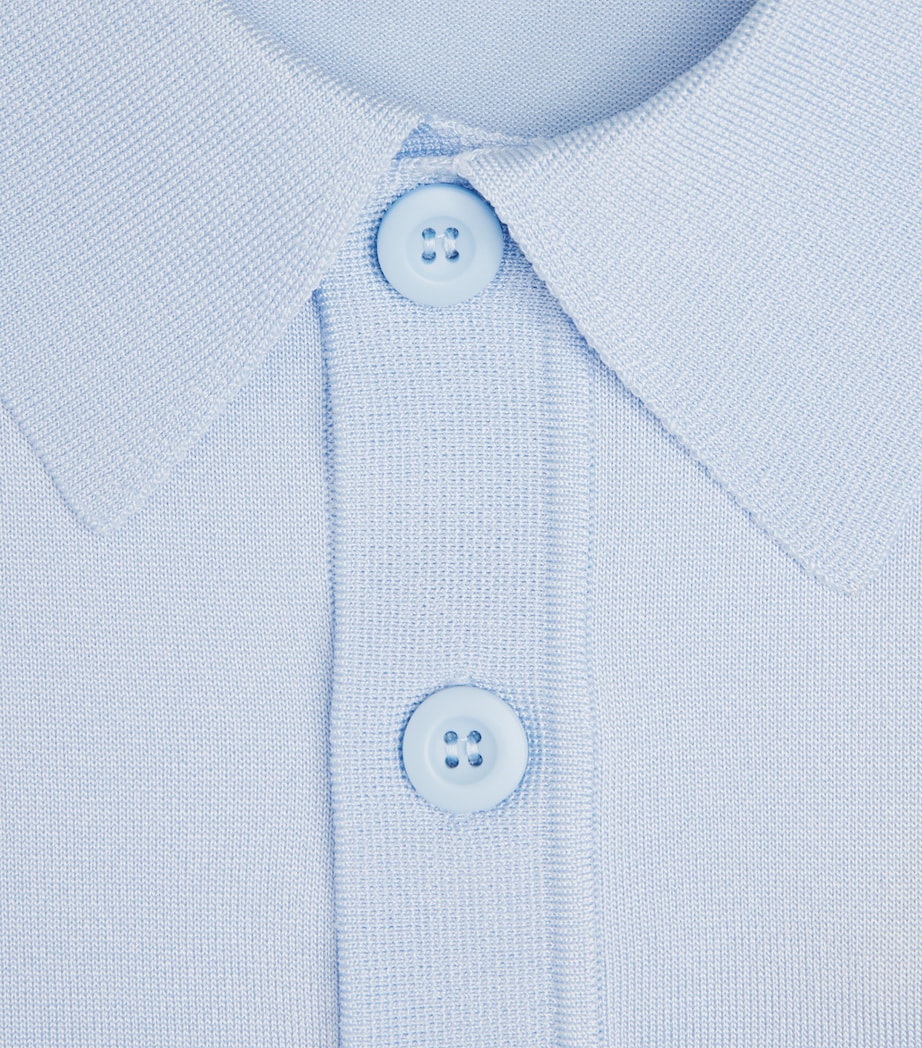 Sandro Paris Mens Knitted Polo Shirt Blue Sky Image 6