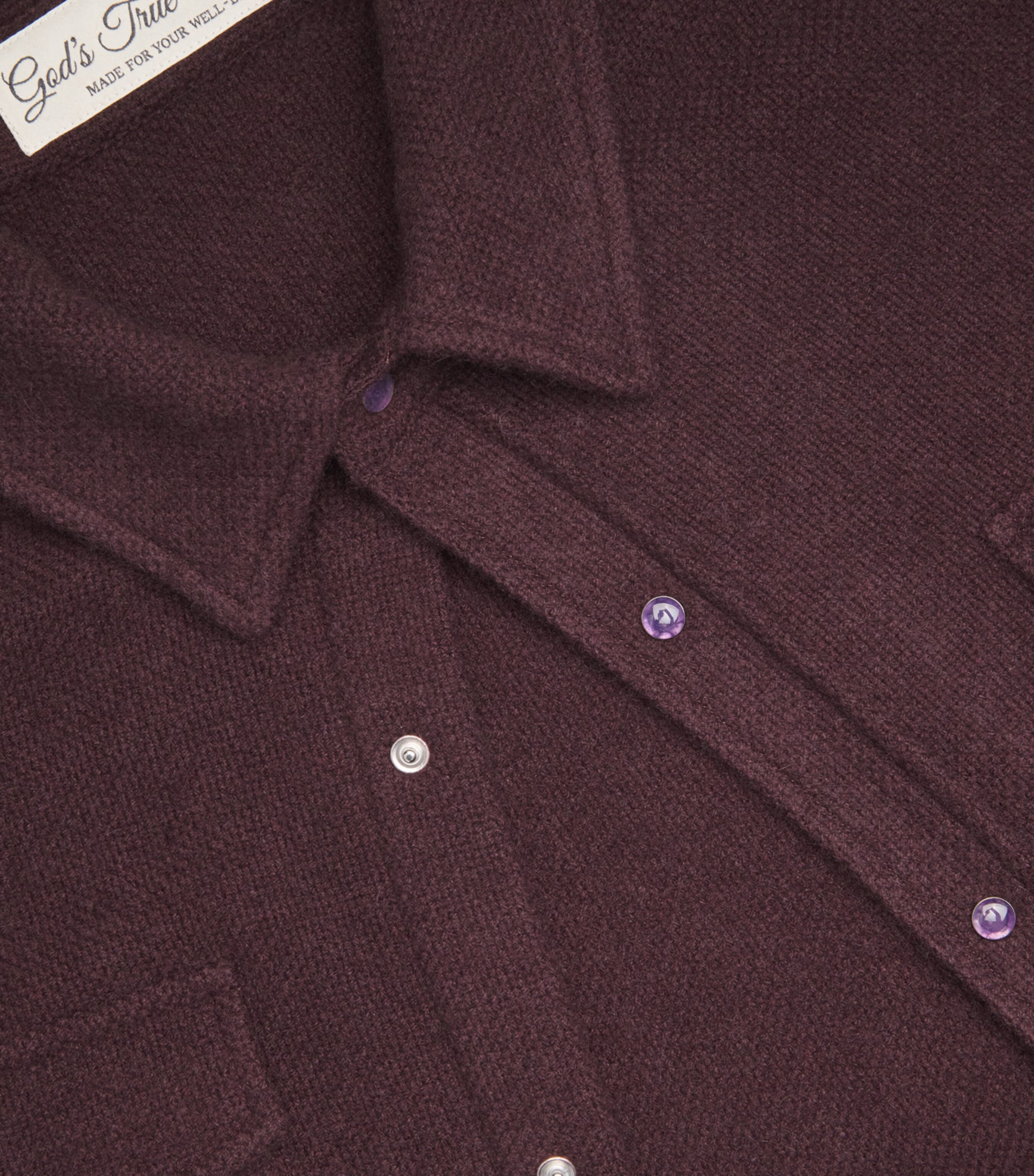 Cashmere Press-Stud Overshirt CLARET / AMETHYST Image 5