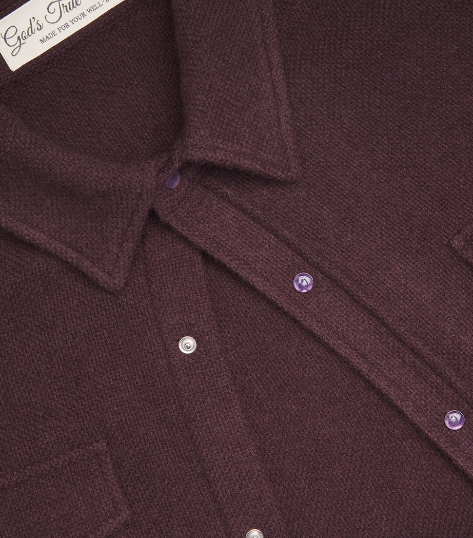 Cashmere Press-Stud Overshirt CLARET / AMETHYST Image 5