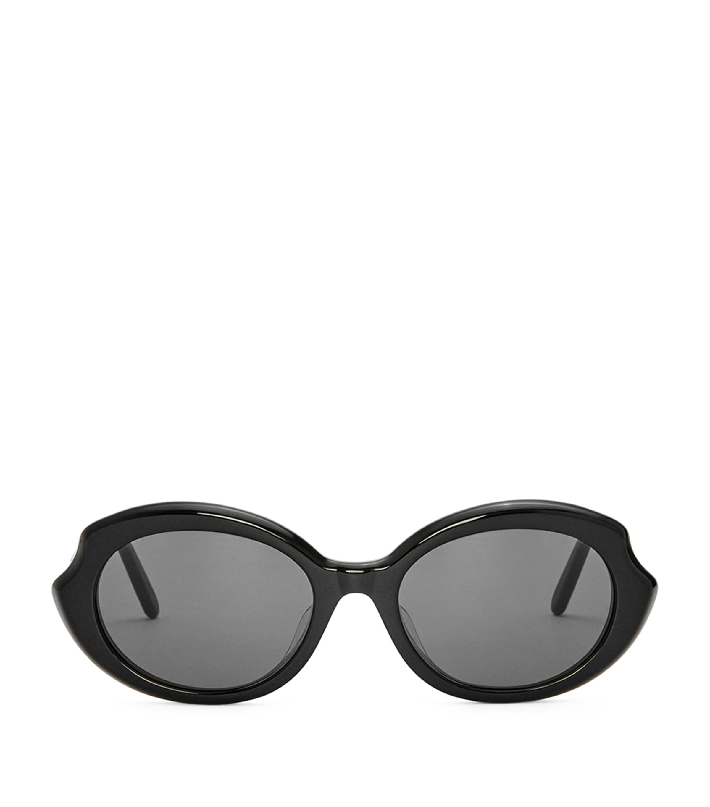 Loewe Thin Mini Oval Sunglasses In Black