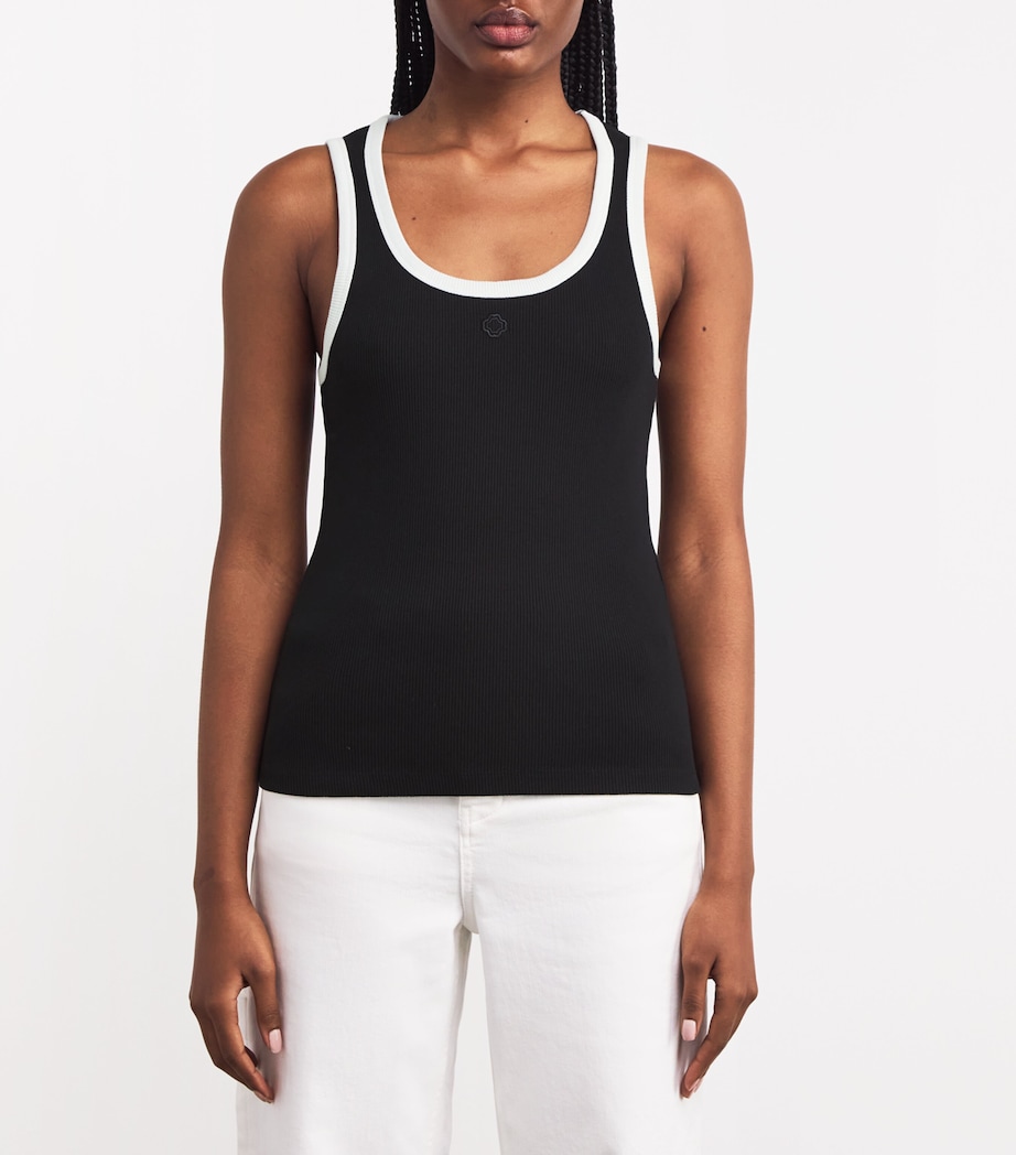 Stretch-Cotton Rib-Knit Tank Top BLACK / WHITE Image 3