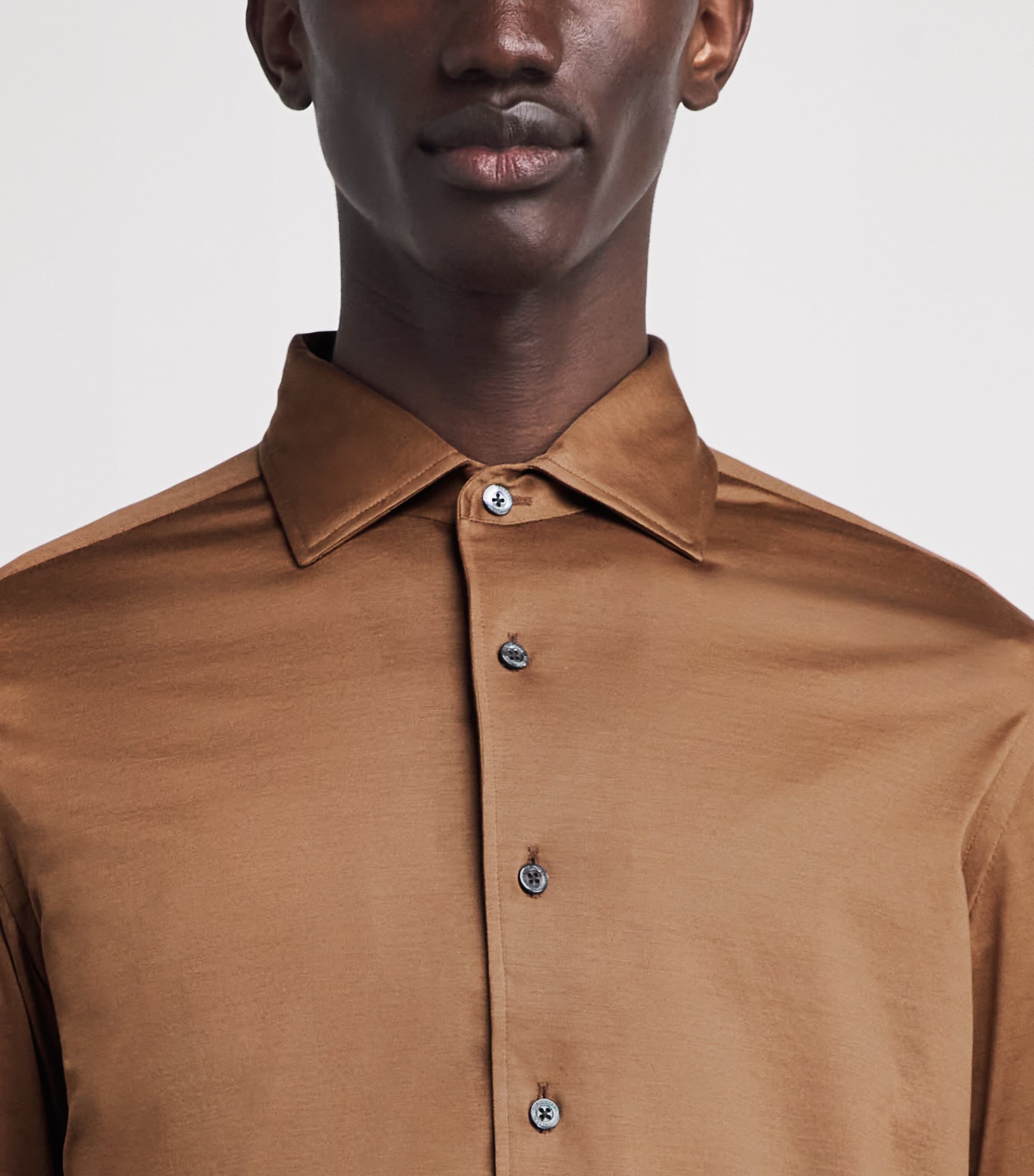 Corneliani Mens Cotton Long-Sleeve Shirt Natural / Beige Image 3