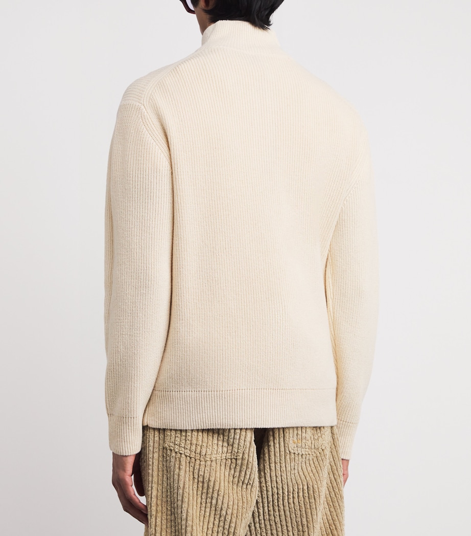 Wool-Cotton Anchor-Zip Sweater IVORY 006 Image 4