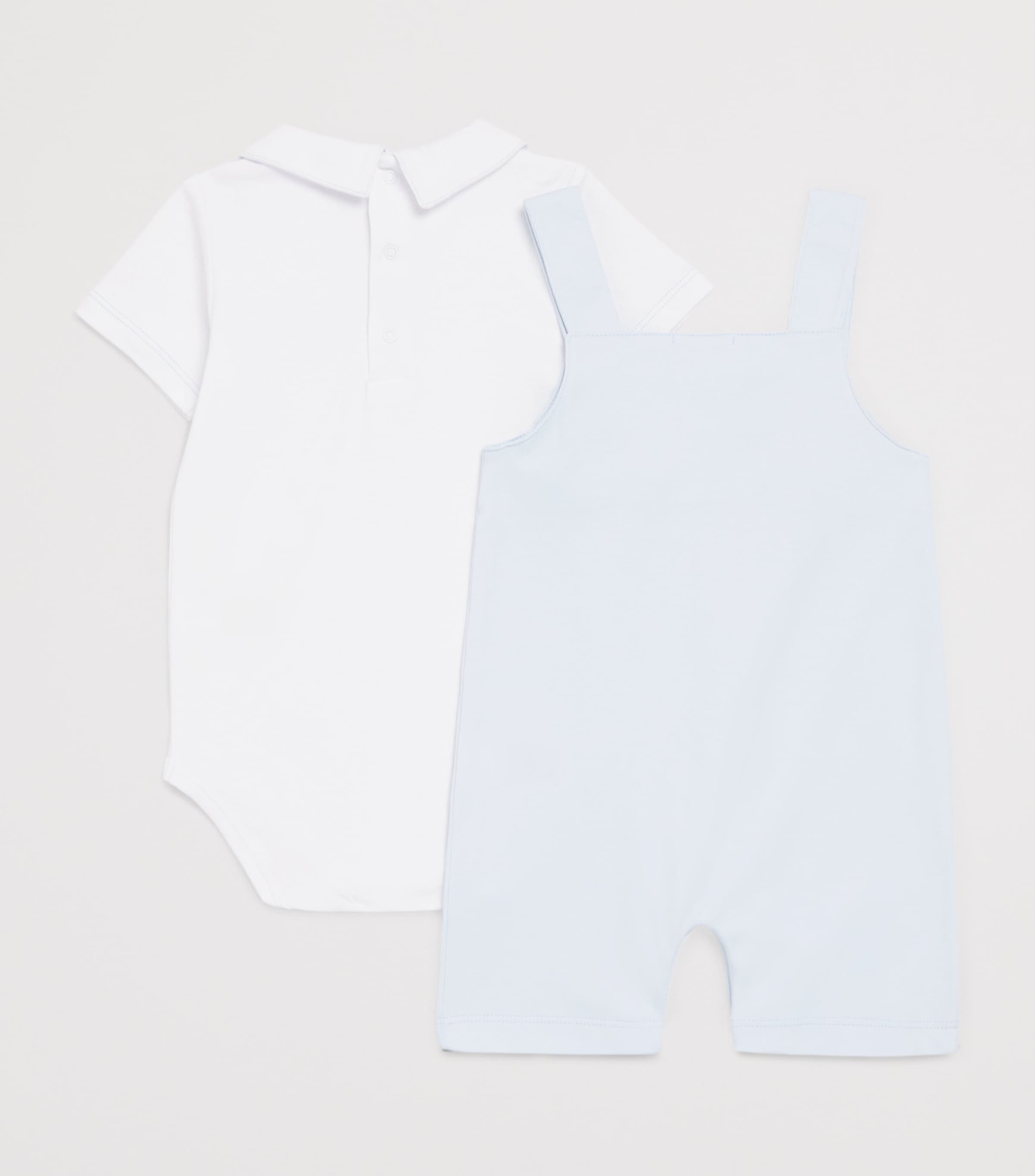 Kissy Kissy Pima Cotton Bodysuit and  Dungarees Set (0-24 Months) Blue/whit Image 2
